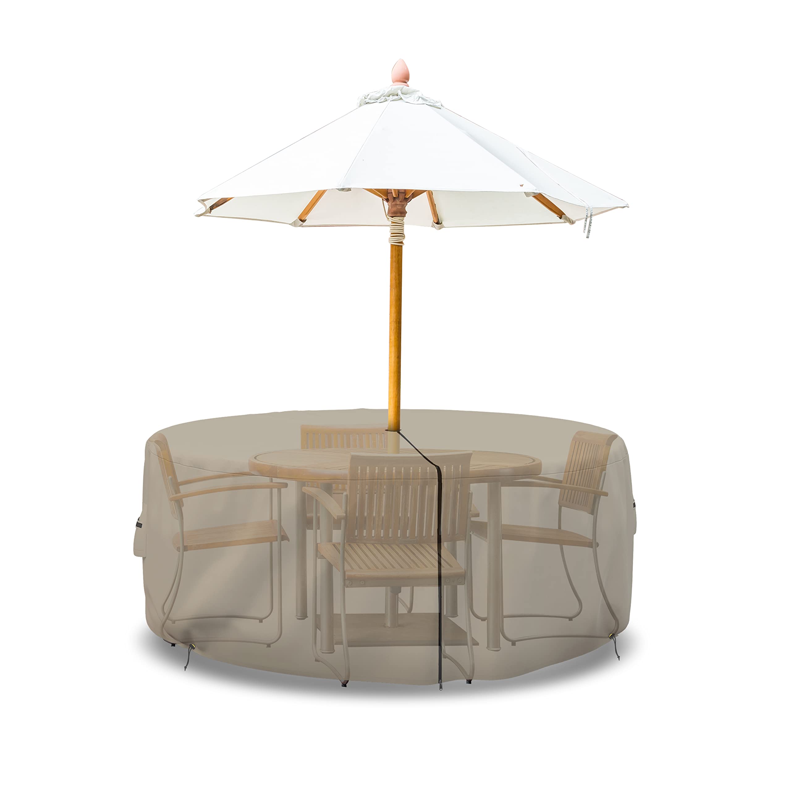 Covers & All Patio Round Table and Chair Set Cover with Umbrella Hole - Heavyduty 12 Oz Waterproof Outdoor Backyard Furniture Cover with Air Pocket & Drawstring for Snug fit. (70" Dia x 23" H, Beige) - Image 5