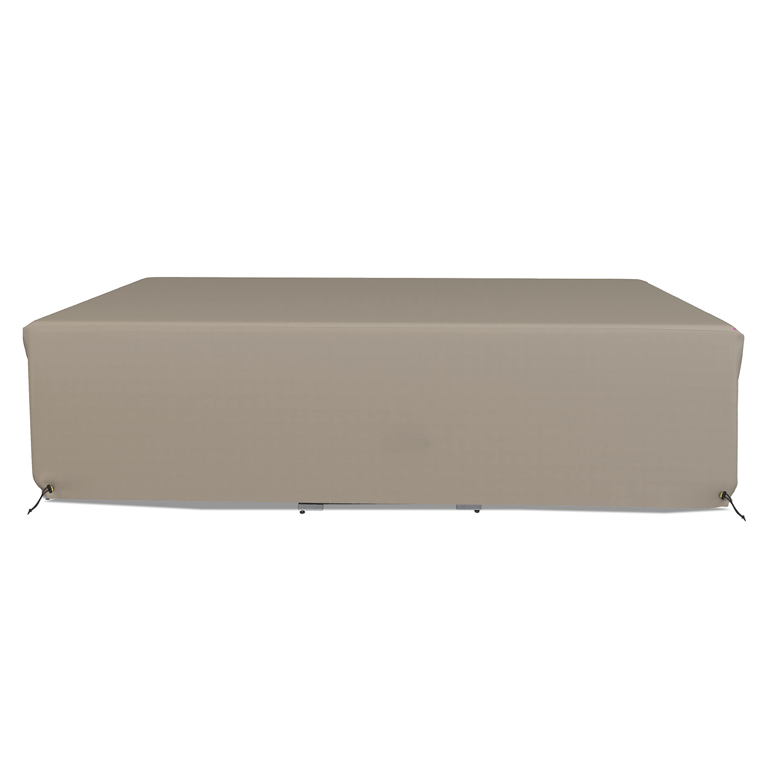 Covers & All Patio Sectional Sofa Set Cover 160 GSM PVC Emboss Fabric Outdoor Furniture Table and Chair Set Cover with Drawstring for Snug Fit (128''W x 63''D x 29''H, Beige) - Image 5