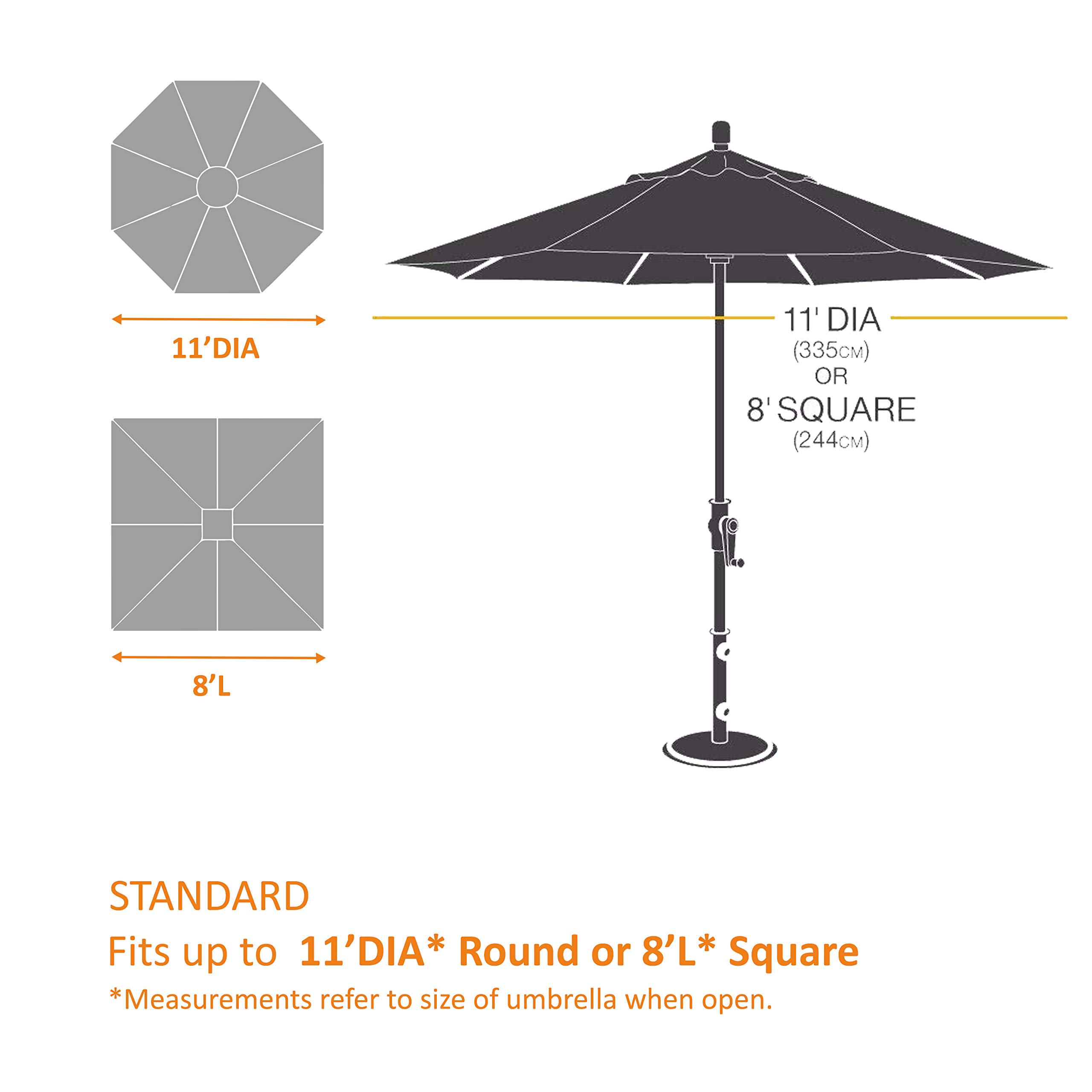 Patio Umbrella/Parasol Cover 18 Oz Waterproof - 100% UV & Weather Resistant - Heavy Duty Umbrella Cover with Air Pockets and Drawstring for Snug fit (Green) - Image 3