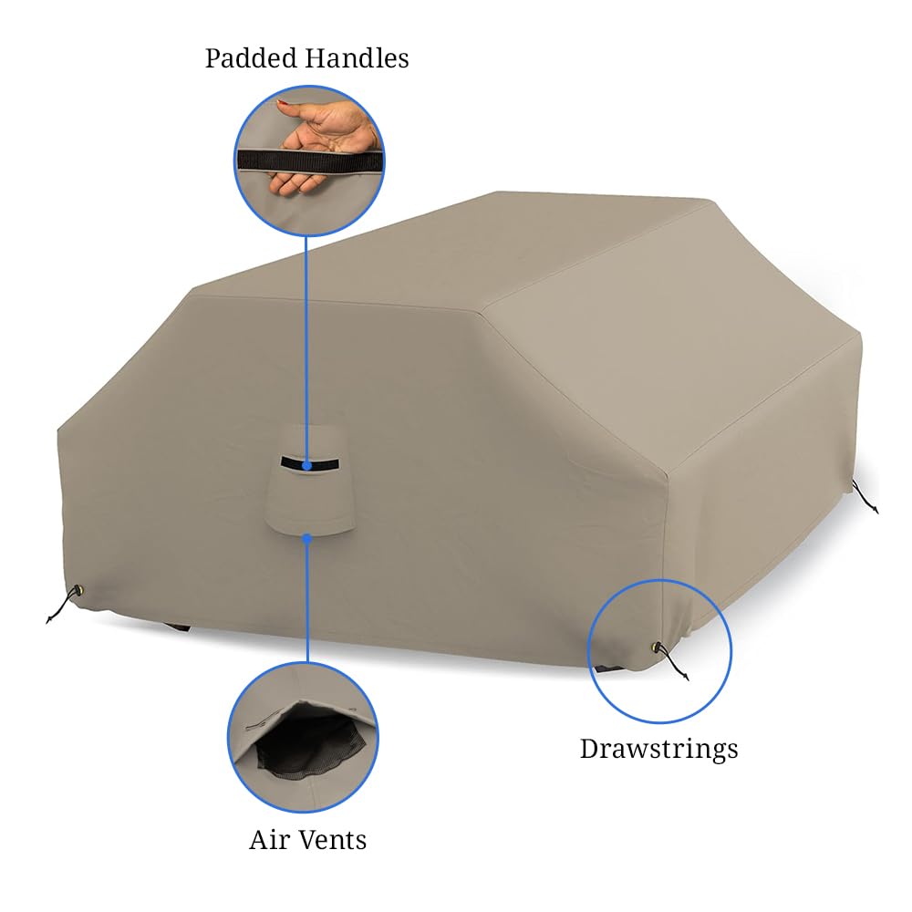 Covers & all Picnic Table Cover, 12 Oz Waterproof UV & Weather Resistant Protector, Outdoor Patio Table Bench Outside Furniture Cover with Air Vents & Drawstrings (72”L x 57”W x 30”H, Beige) - Image 4