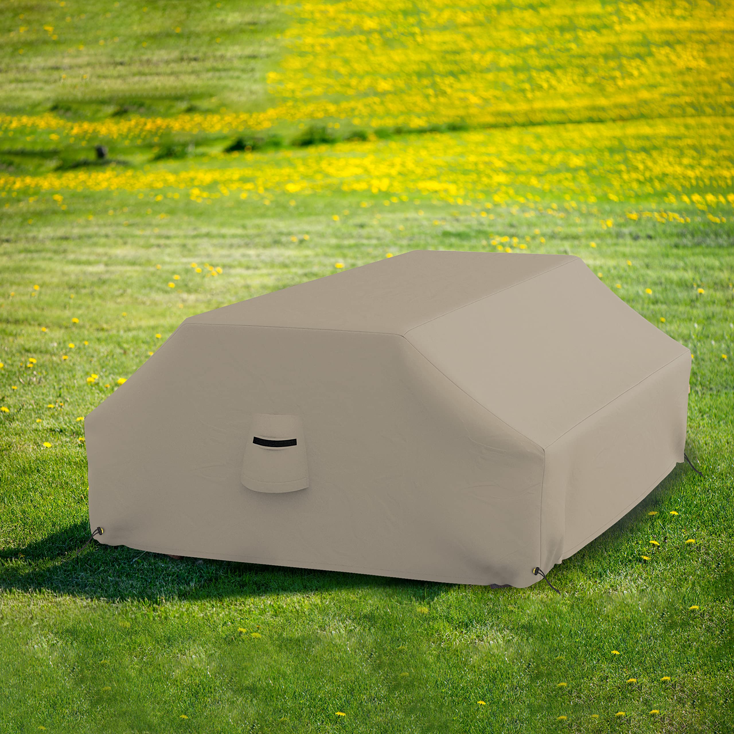 Covers & all Picnic Table Cover, 12 Oz Waterproof UV & Weather Resistant Protector, Outdoor Patio Table Bench Outside Furniture Cover with Air Vents & Drawstrings (72”L x 57”W x 30”H, Beige) - Image 5