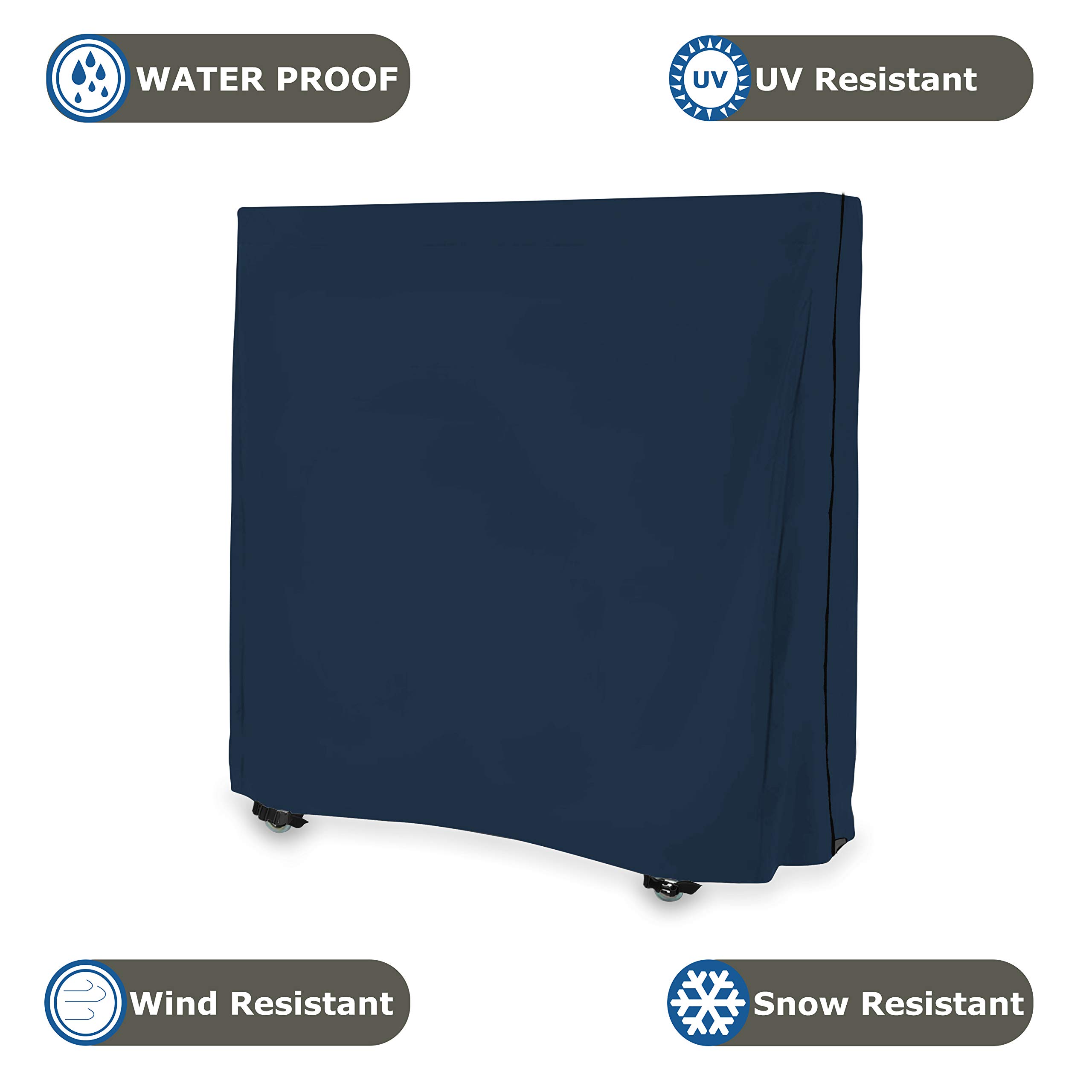 Covers & all Ping Pong Table Cover for Indoor / Outdoor - Waterproof & UV Resistant Table Tennis Cover 12 Oz PVC Heavy Duty Fabric with Air Pockets & Drawstring for Snug Fit (Blue) - Image 3
