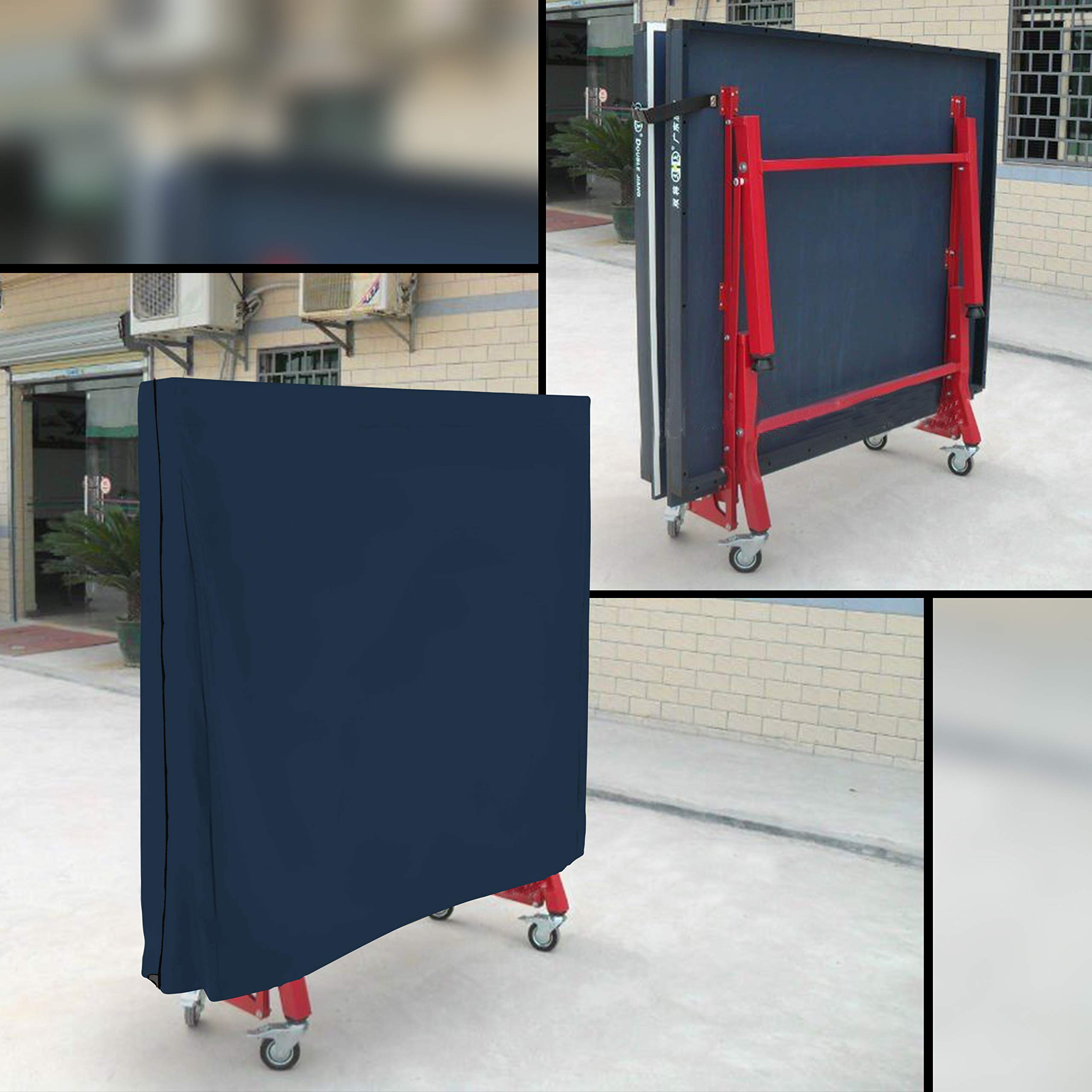 Covers & all Ping Pong Table Cover for Indoor / Outdoor - Waterproof & UV Resistant Table Tennis Cover 12 Oz PVC Heavy Duty Fabric with Air Pockets & Drawstring for Snug Fit (Blue) - Image 6