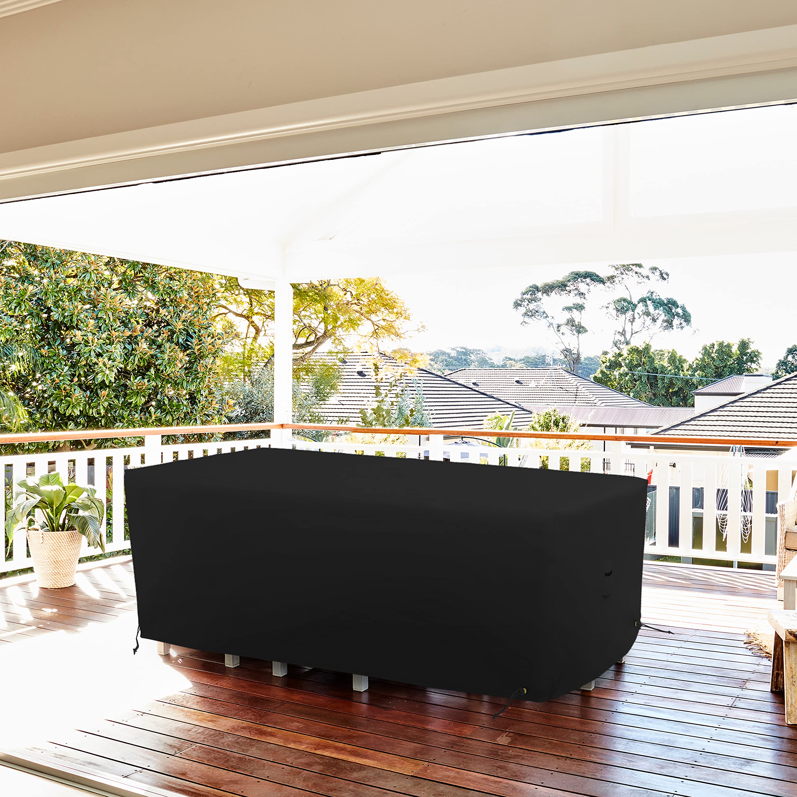 Covers & all Rectangle Dining Table Set Cover, Heavy Duty 18 Oz Waterproof UV Weather Resistant Outdoor Patio Garden Lawn Furniture Cover, Air Vents & Drawstrings (57"L x 45"W x 25"H, Black) - Image 5