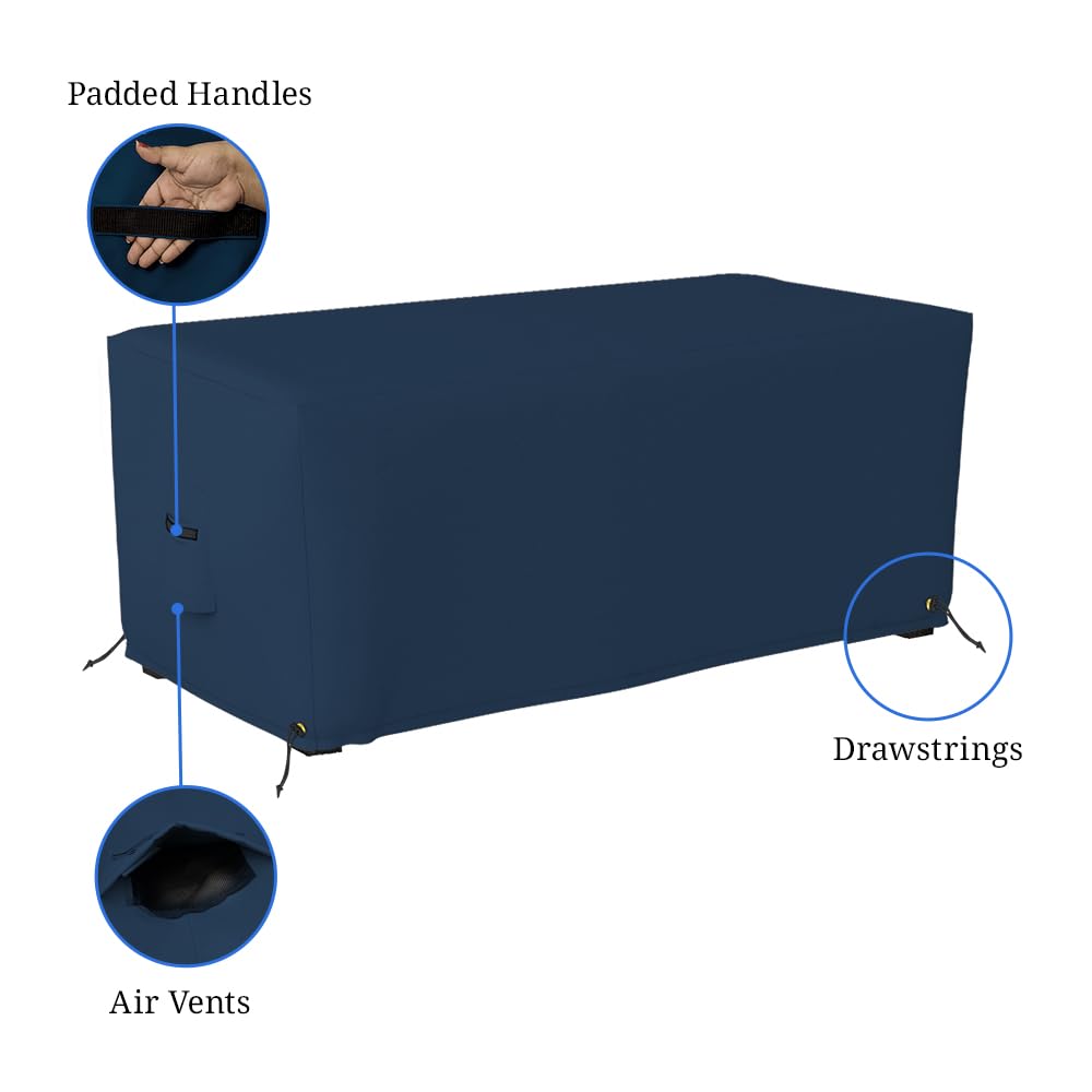 Covers & all Rectangle Ottoman Cover, 12 Oz Waterproof UV & Weather Resistant Patio Garden Furniture Stool Protector, Indoor Outdoor with Air Vents & Drawstrings (40"L x 28"W 17"H, Blue) - Image 4