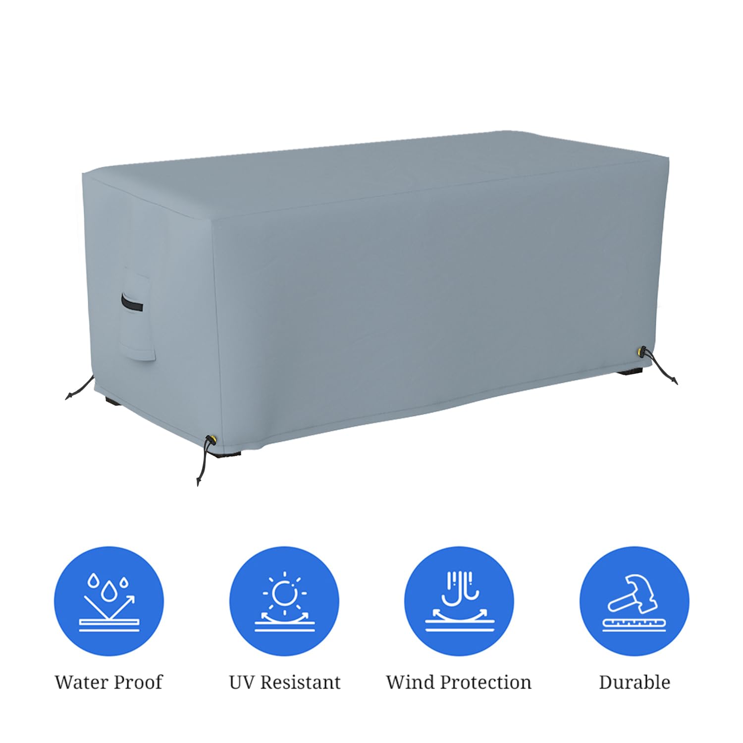 Covers & All Rectangle Ottoman Cover, Heavy Duty 18 Oz Waterproof UV & Weather Resistant Patio Garden Furniture Stool Protector, Indoor Outdoor, Air Vents & Drawstrings (40" L x 28" W x 17" H, Gray) - Image 3