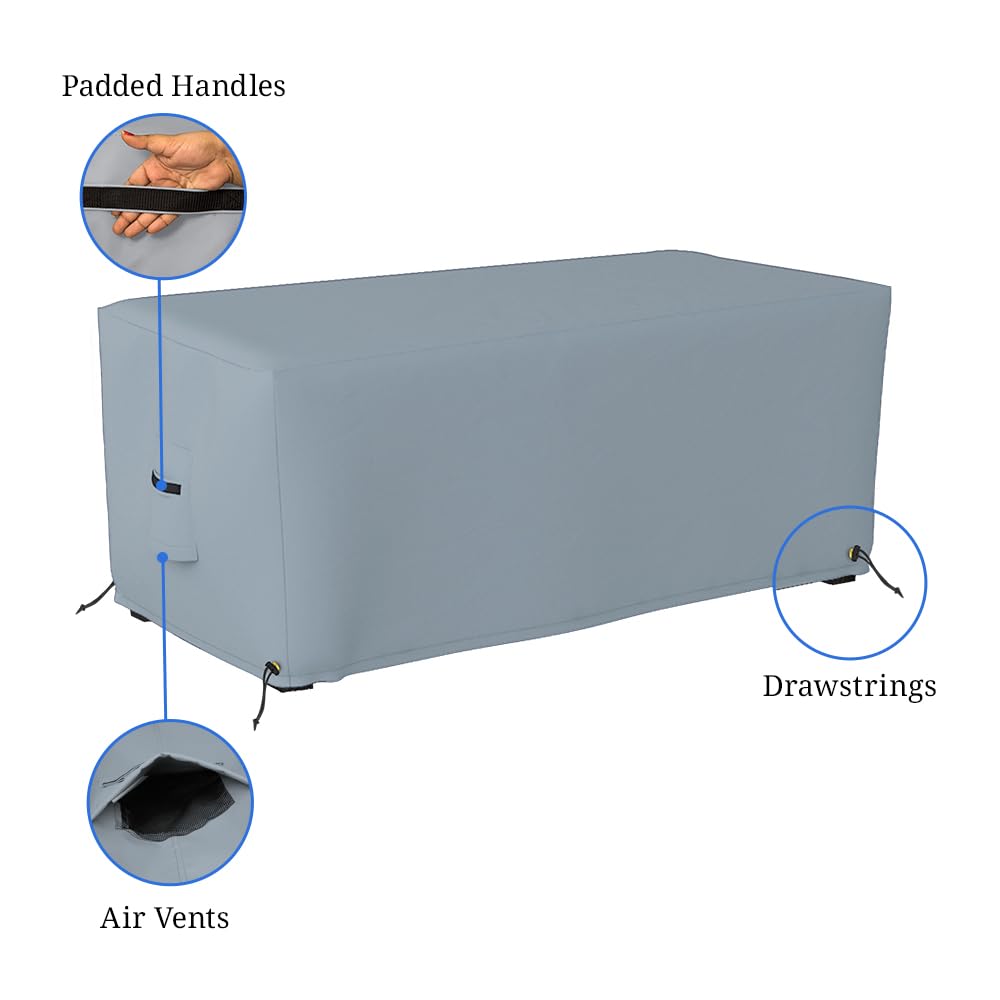 Covers & All Rectangle Ottoman Cover, Heavy Duty 18 Oz Waterproof UV & Weather Resistant Patio Garden Furniture Stool Protector, Indoor Outdoor, Air Vents & Drawstrings (40" L x 28" W x 17" H, Gray) - Image 4