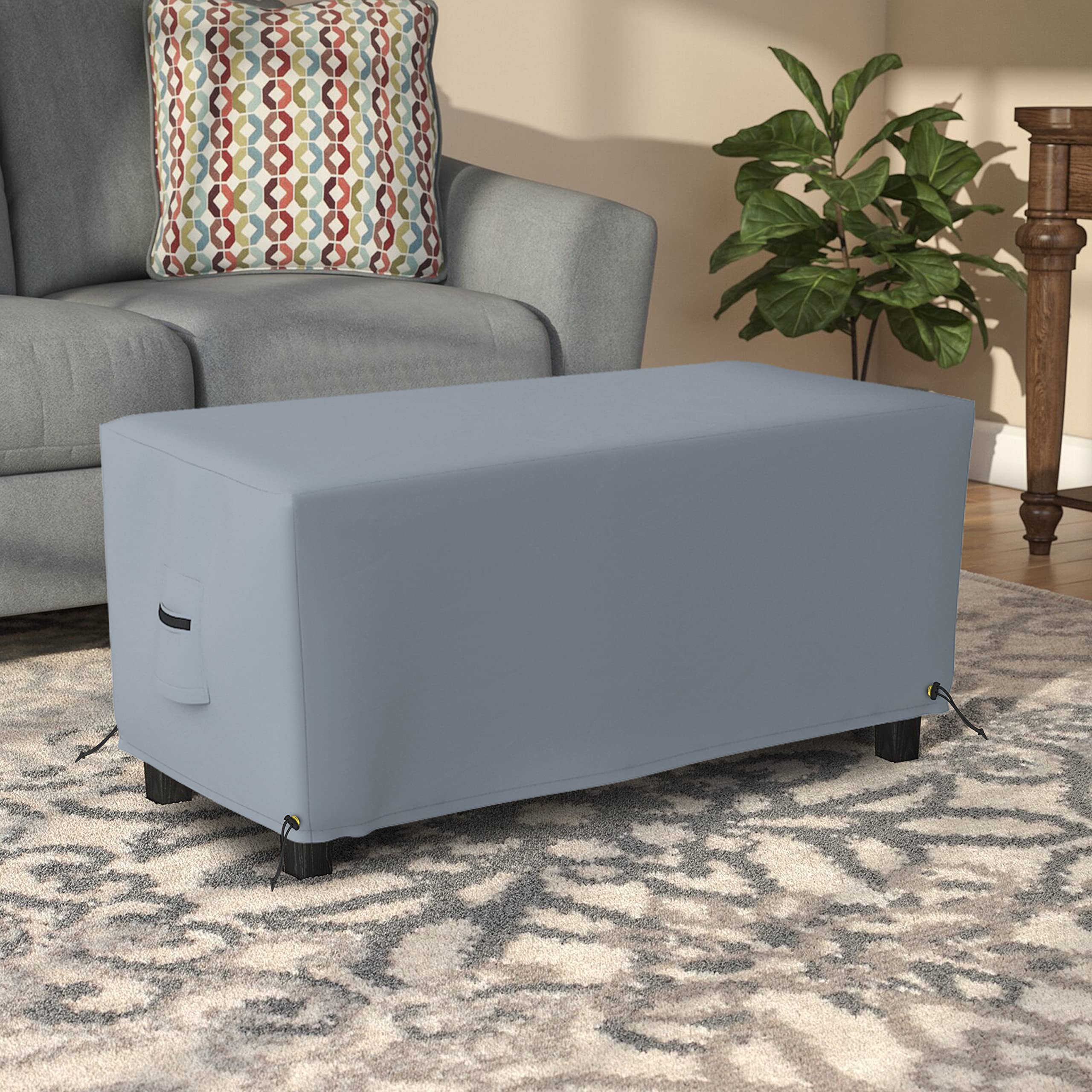 Covers & All Rectangle Ottoman Cover, Heavy Duty 18 Oz Waterproof UV & Weather Resistant Patio Garden Furniture Stool Protector, Indoor Outdoor, Air Vents & Drawstrings (40" L x 28" W x 17" H, Gray) - Image 6