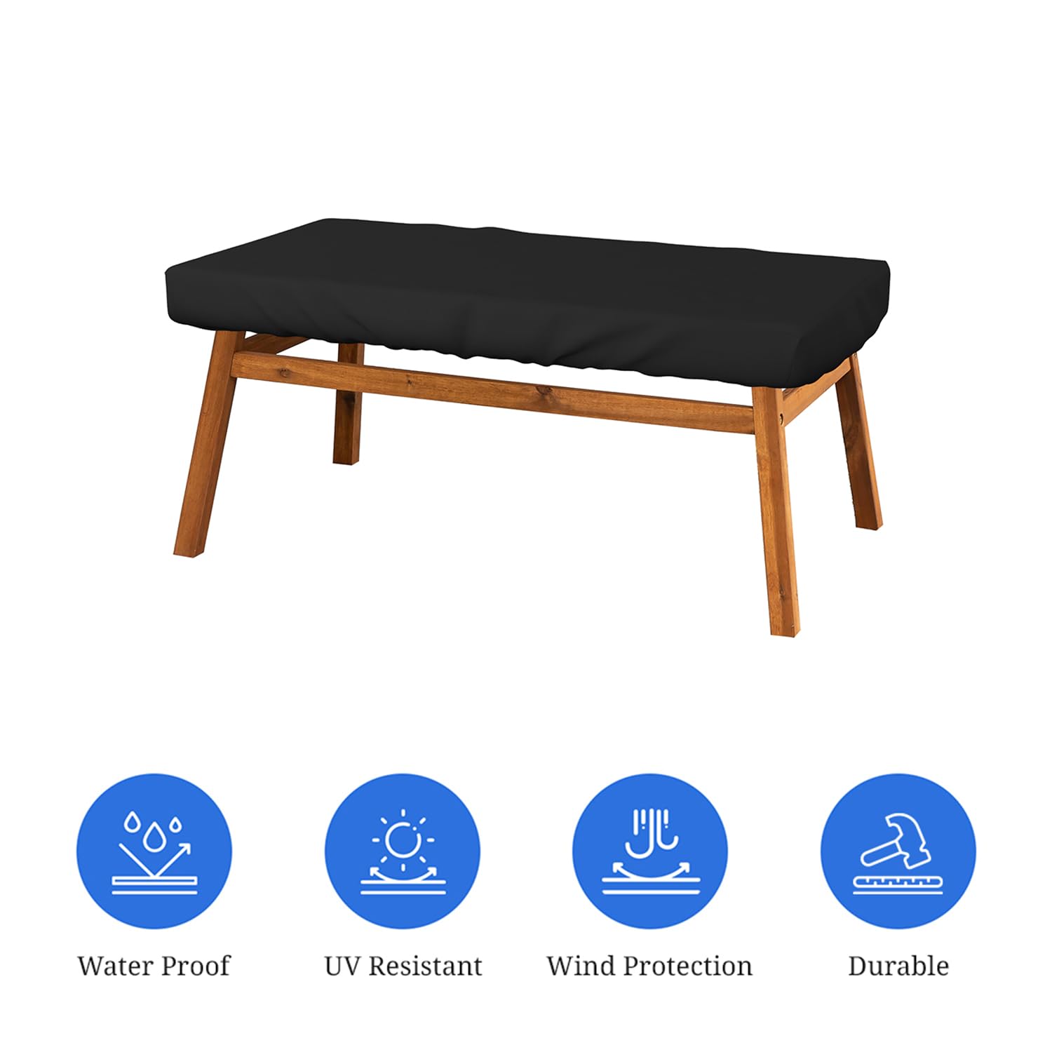 Covers & All Rectangle Table Top Cover, 18 Oz Heavy Duty Waterproof UV & Weather Resistant Patio Table Cover, Outdoor Table Cover for Patio Furniture (5" H x 90" W x 40" D Inches, Black) - Image 3
