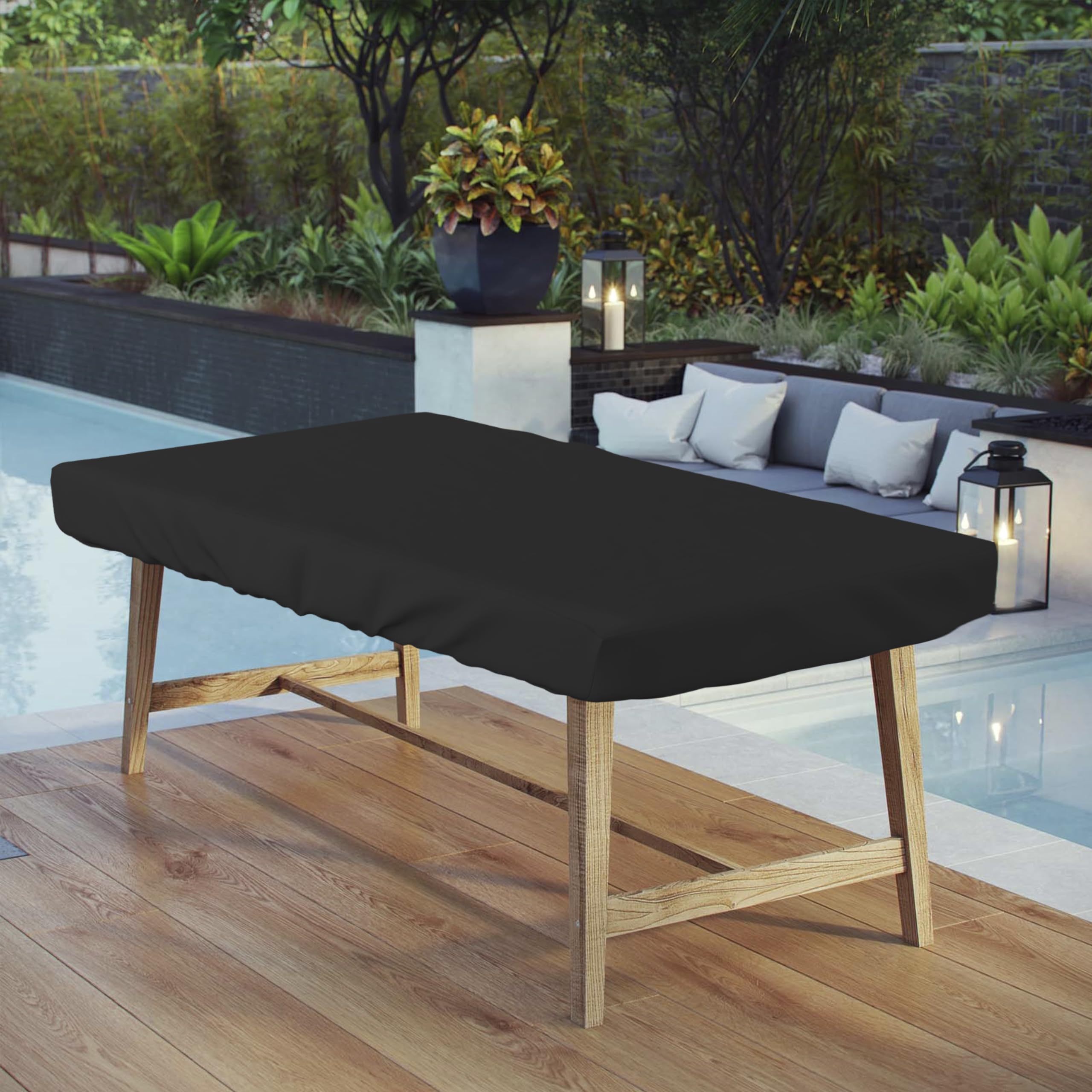 Covers & All Rectangle Table Top Cover, 18 Oz Heavy Duty Waterproof UV & Weather Resistant Patio Table Cover, Outdoor Table Cover for Patio Furniture (5" H x 90" W x 40" D Inches, Black) - Image 6