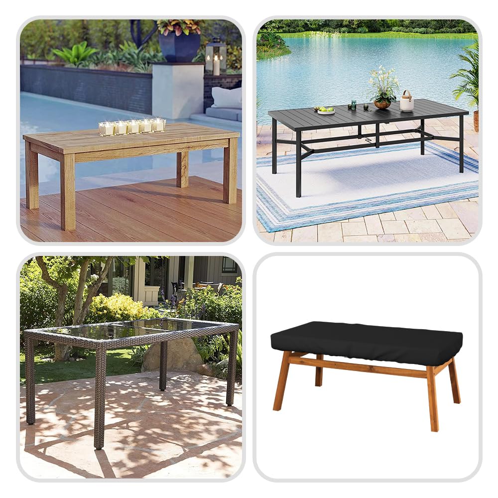 Covers & All Rectangle Table Top Cover, 18 Oz Heavy Duty Waterproof UV & Weather Resistant Patio Table Cover, Outdoor Table Cover for Patio Furniture (5" H x 90" W x 40" D Inches, Black) - Image 7