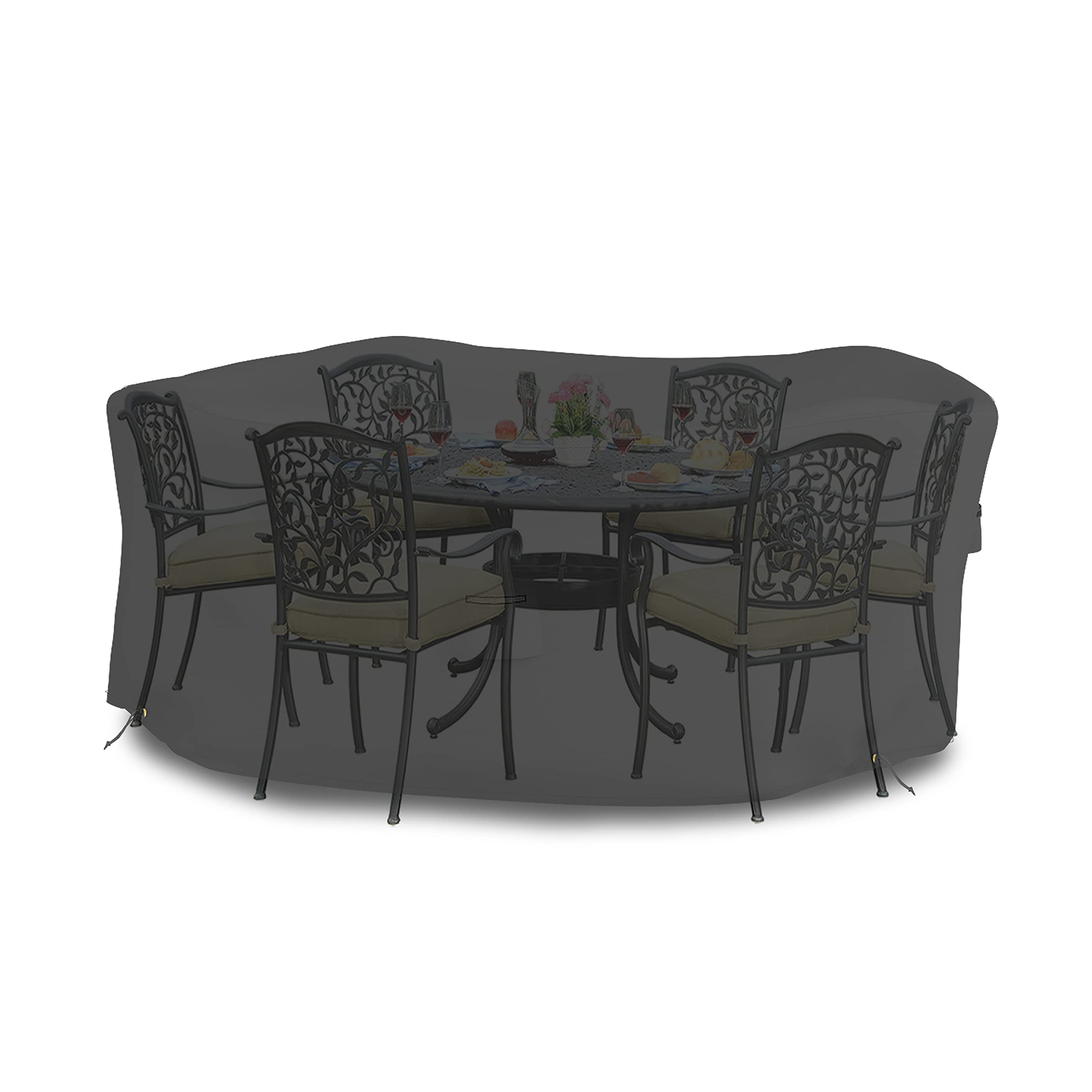 Covers & all Round Dining Table Set Cover, 12 Oz Waterproof UV & Weather Resistant Patio Indoor Outdoor Bistro Garden Lawn Furniture Cover with Air Vents & Drawstrings (95"Diameter x 24"H,Black) - Image 5