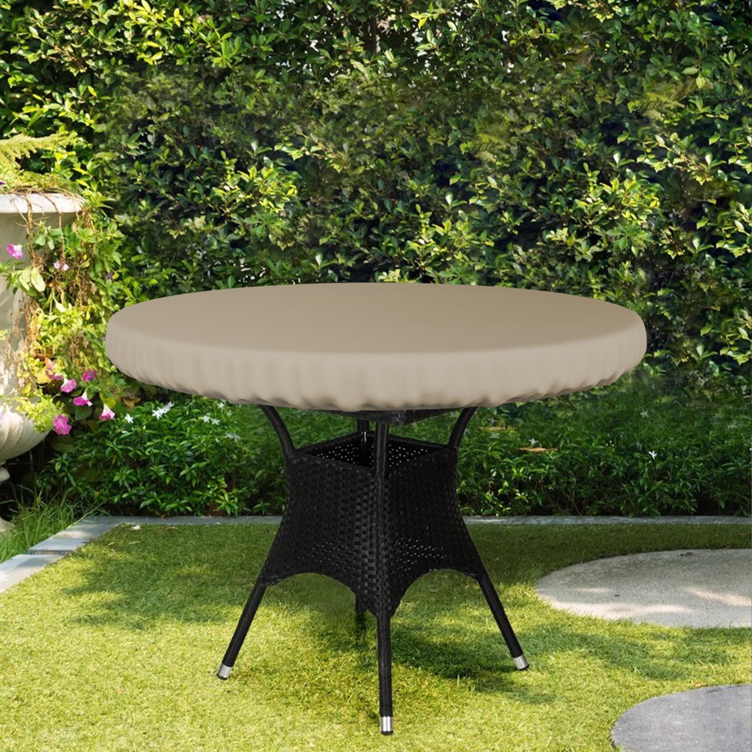 Covers & All Round Table Top Cover, 12 Oz Waterproof UV & Weather Resistant, Outdoor Table Cover for Patio Outdoor Furniture (30" Dia x 4" H Inches, Beige) - Image 5