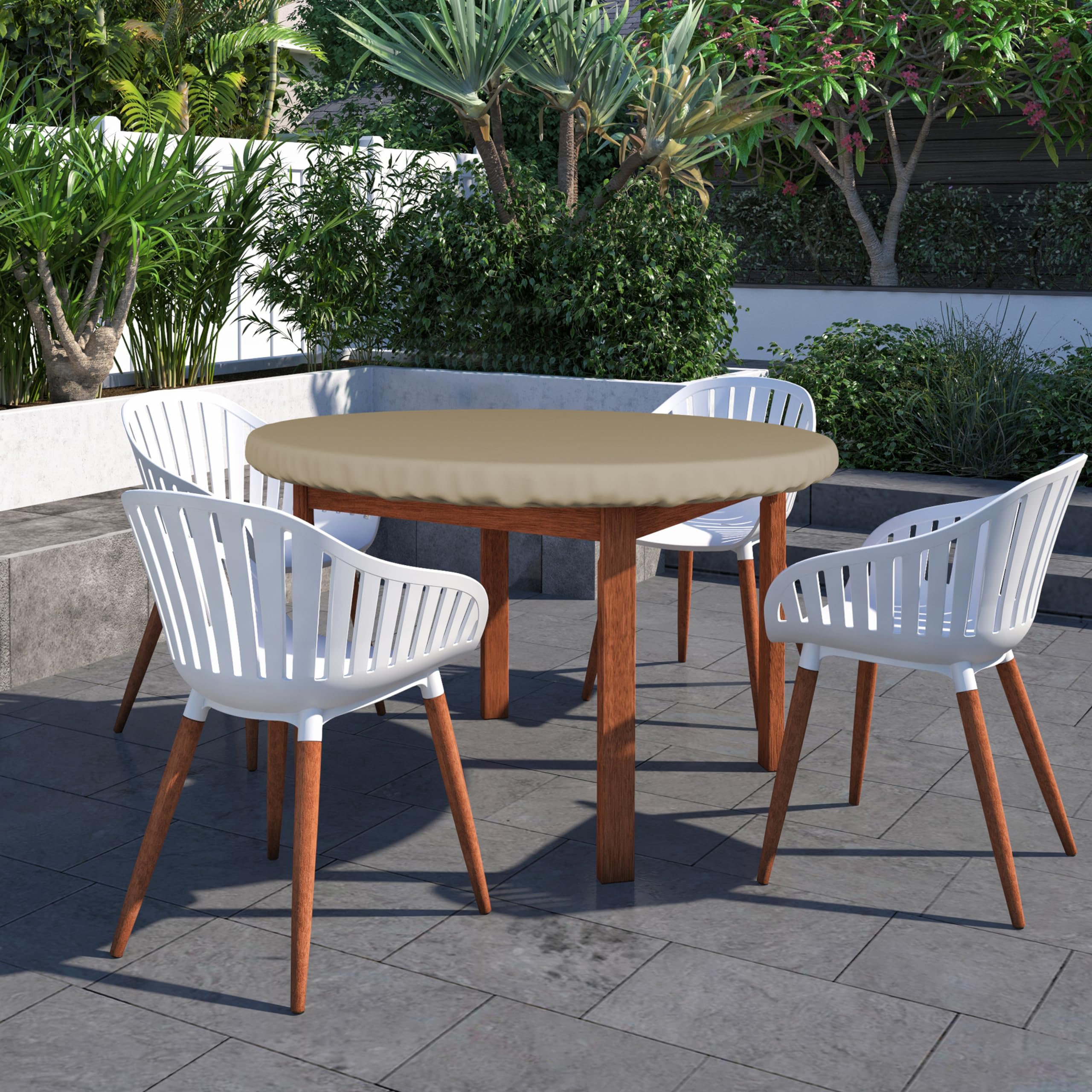 Covers & All Round Table Top Cover, 12 Oz Waterproof UV & Weather Resistant, Outdoor Table Cover for Patio Outdoor Furniture (30" Dia x 4" H Inches, Beige) - Image 6