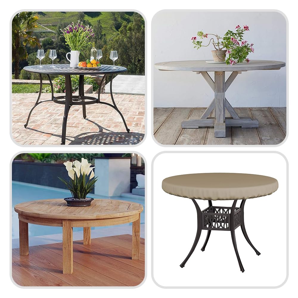 Covers & All Round Table Top Cover, 12 Oz Waterproof UV & Weather Resistant, Outdoor Table Cover for Patio Outdoor Furniture (30" Dia x 4" H Inches, Beige) - Image 7