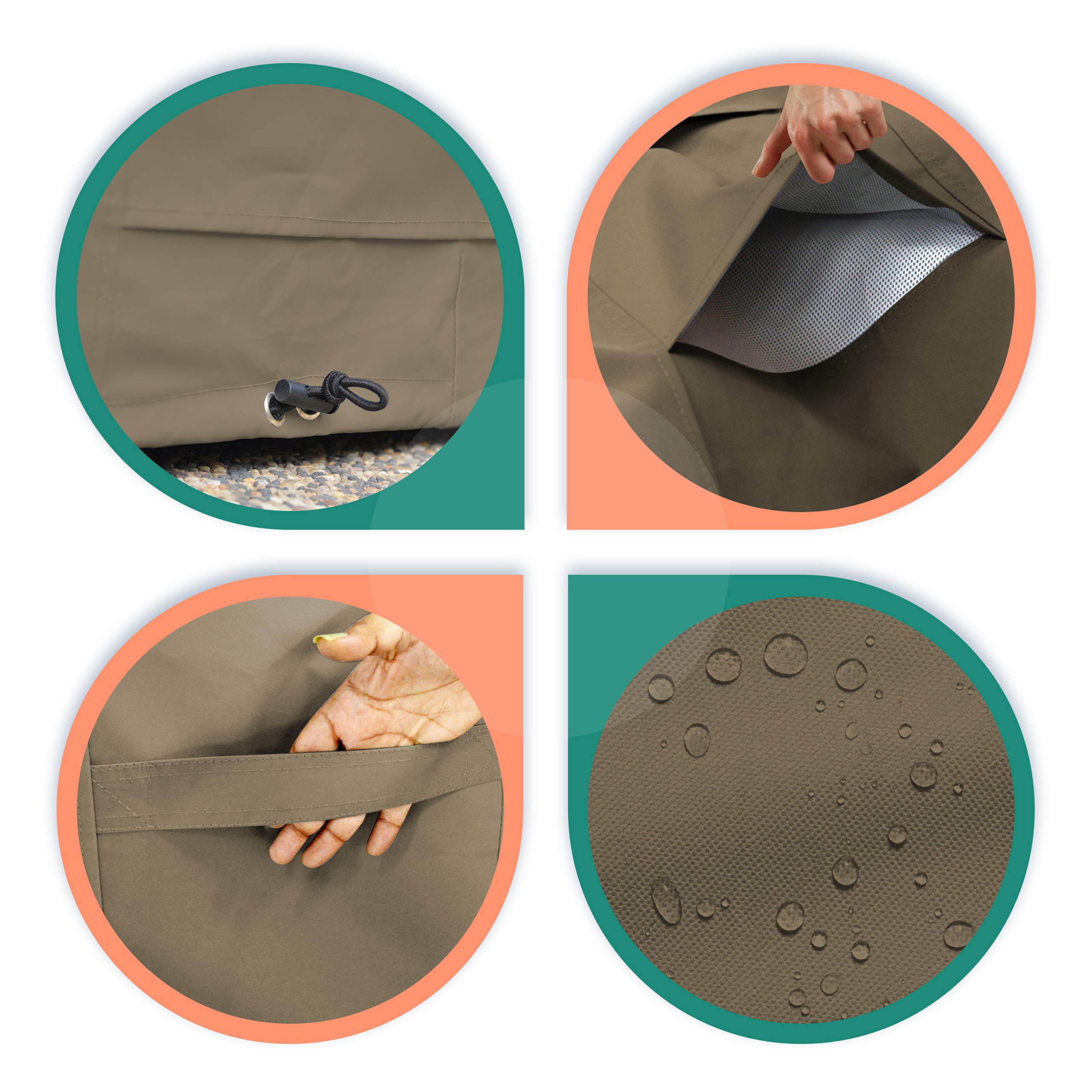 Covers & all Patio Umbrella Cover for 7ft to 9 ft, 12 Oz Waterproof UV & Weather Resistant, Garden Lawn Backyard Porch Outdoor Market Parasol Covers with Drawstrings (Beige) - Image 9