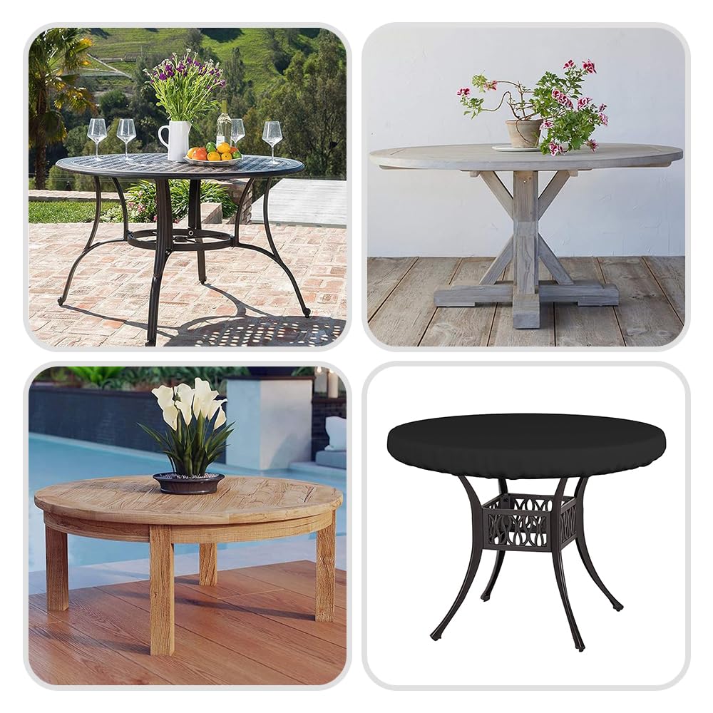 Covers & All Round Table Top Cover, 18 Oz Heavy Duty Waterproof UV & Weather Resistant Patio Table Cover, Outdoor Table Cover for Patio Outdoor Furniture & Coffee Table (30" Diameter x 4" H, Black) - Image 7