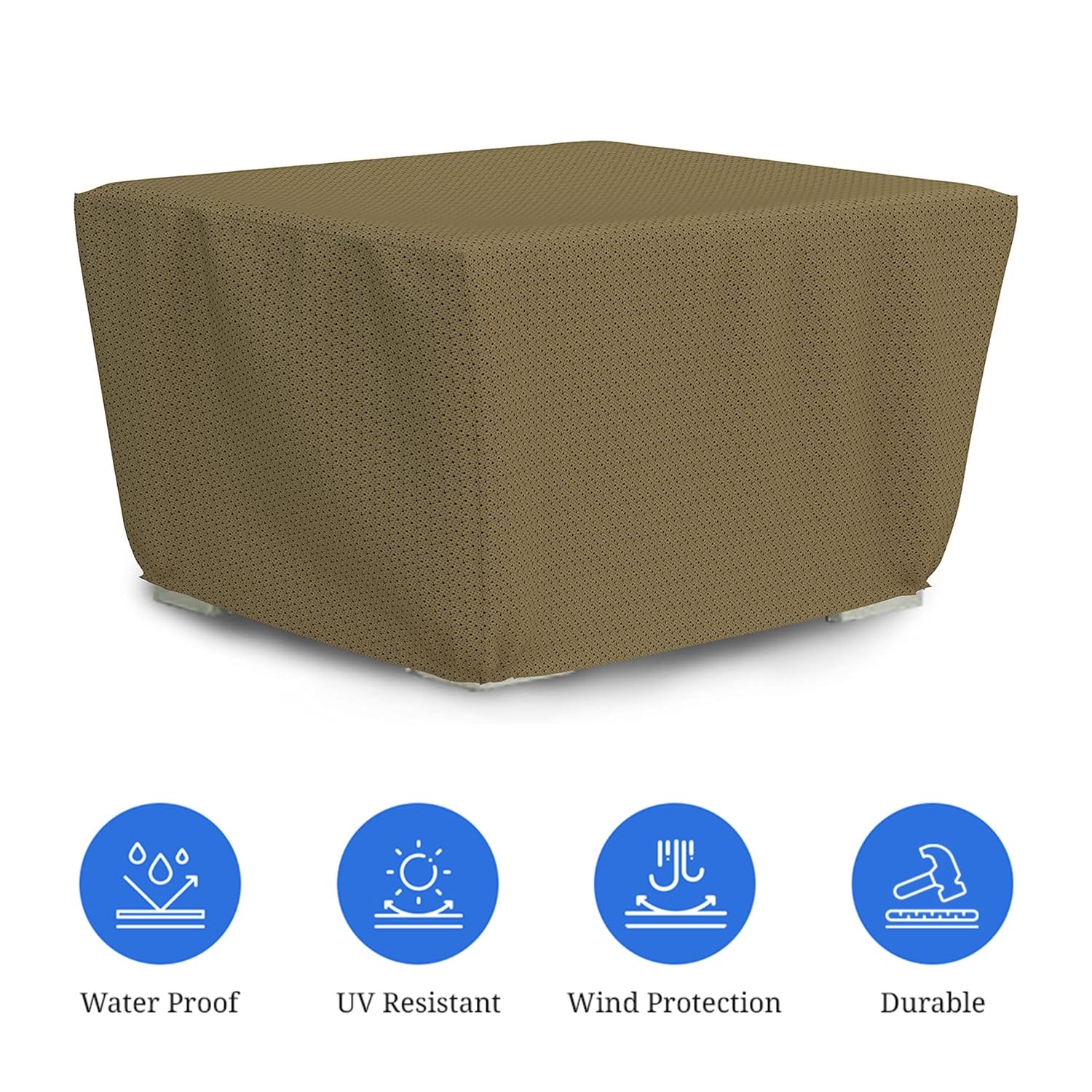 Covers & all Square Fire Pit Cover with Elastic, 160 GSM Duro Pro Breathable Non-Woven Fabric, Waterproof UV & Weather Resistant, Patio Lawn Garden Backyard Outside (30"L x 30"W x 12"H, Brown) - Image 3