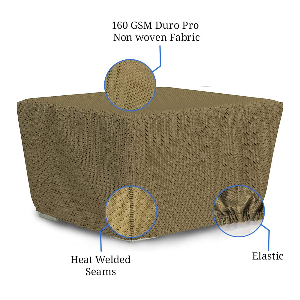 Covers & all Square Fire Pit Cover with Elastic, 160 GSM Duro Pro Breathable Non-Woven Fabric, Waterproof UV & Weather Resistant, Patio Lawn Garden Backyard Outside (30"L x 30"W x 12"H, Brown) - Image 4