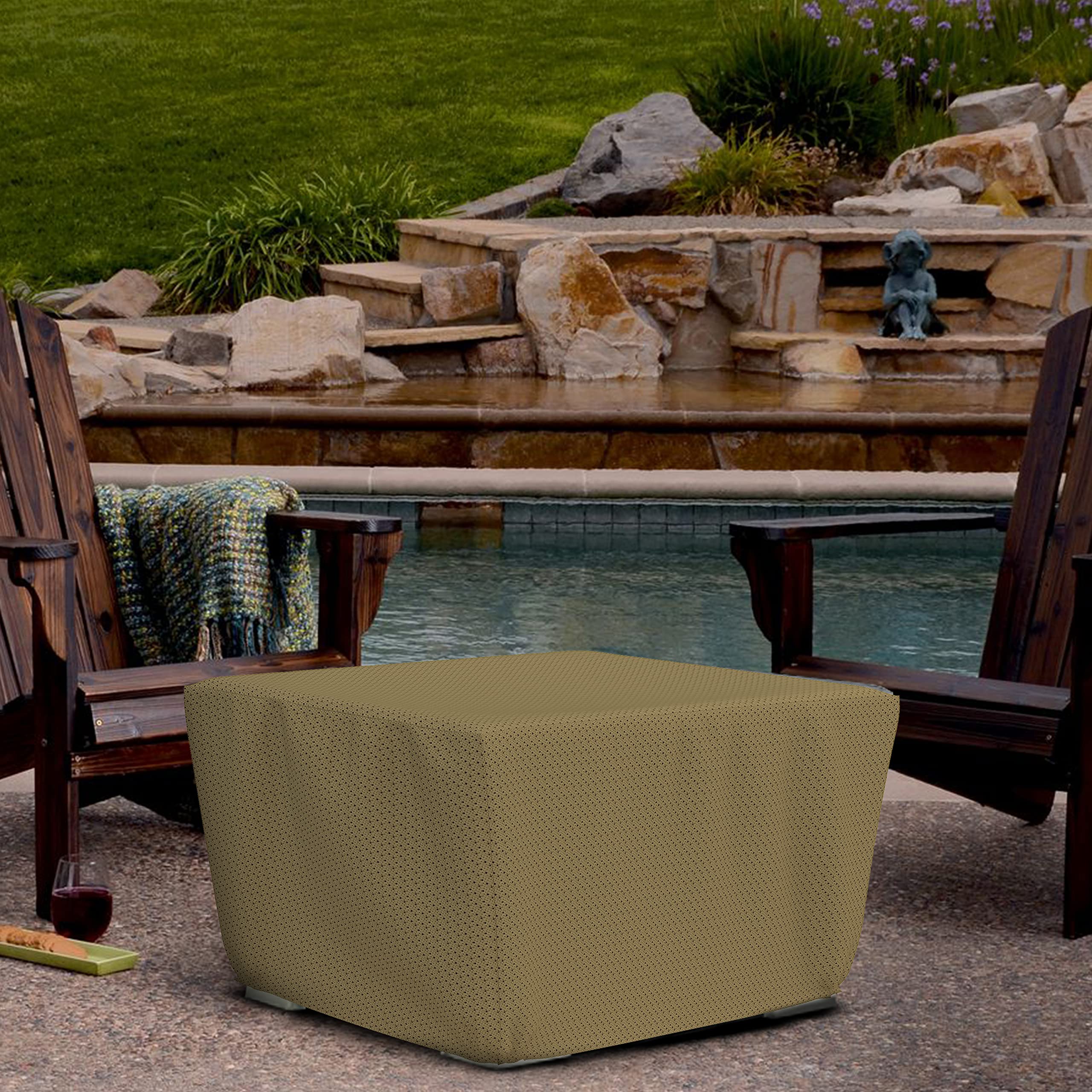 Covers & all Square Fire Pit Cover with Elastic, 160 GSM Duro Pro Breathable Non-Woven Fabric, Waterproof UV & Weather Resistant, Patio Lawn Garden Backyard Outside (30"L x 30"W x 12"H, Brown) - Image 5