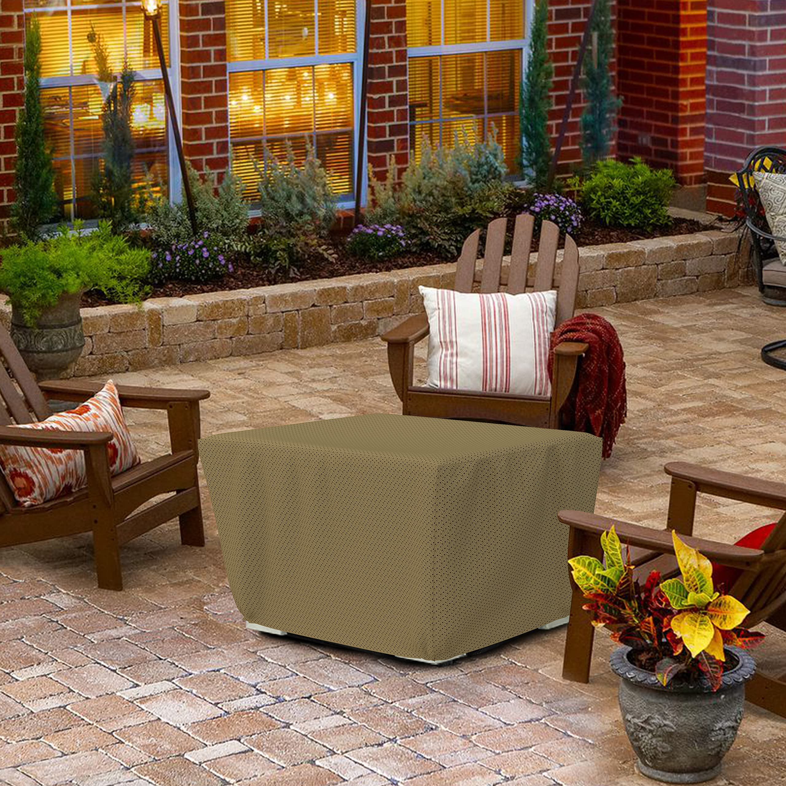 Covers & all Square Fire Pit Cover with Elastic, 160 GSM Duro Pro Breathable Non-Woven Fabric, Waterproof UV & Weather Resistant, Patio Lawn Garden Backyard Outside (30"L x 30"W x 12"H, Brown) - Image 6