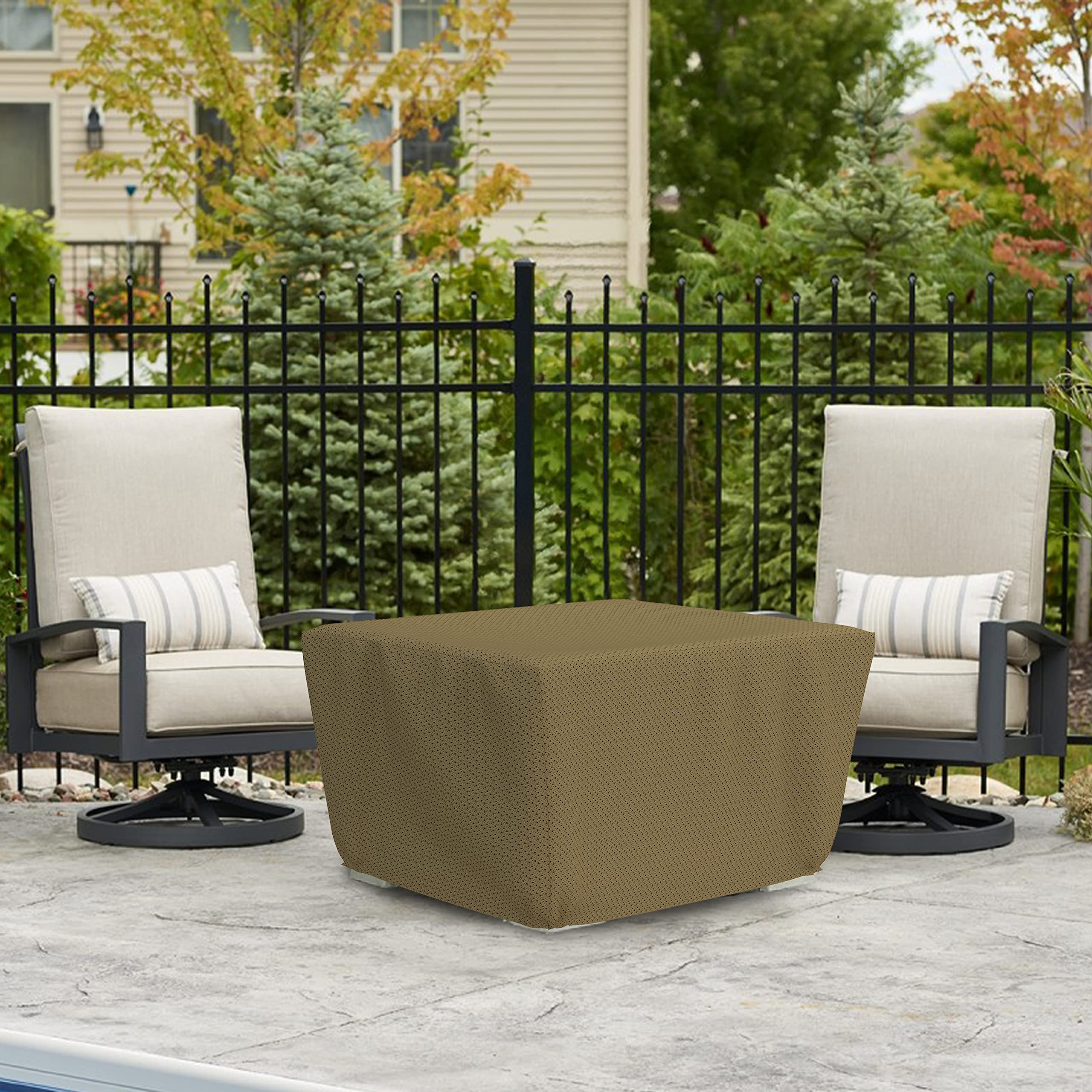 Covers & all Square Fire Pit Cover with Elastic, 160 GSM Duro Pro Breathable Non-Woven Fabric, Waterproof UV & Weather Resistant, Patio Lawn Garden Backyard Outside (30"L x 30"W x 12"H, Brown) - Image 7