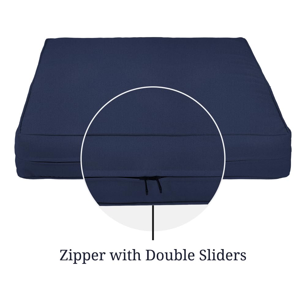 Covers & All Square Outdoor Cushion Covers for Patio Furniture Sets, Water, Tear & UV Resistant Polyester Cushion Slipcover with Zippers (Pack of 2) (16" W x 16" D x 4" Thick, Navy Blue) - Image 4
