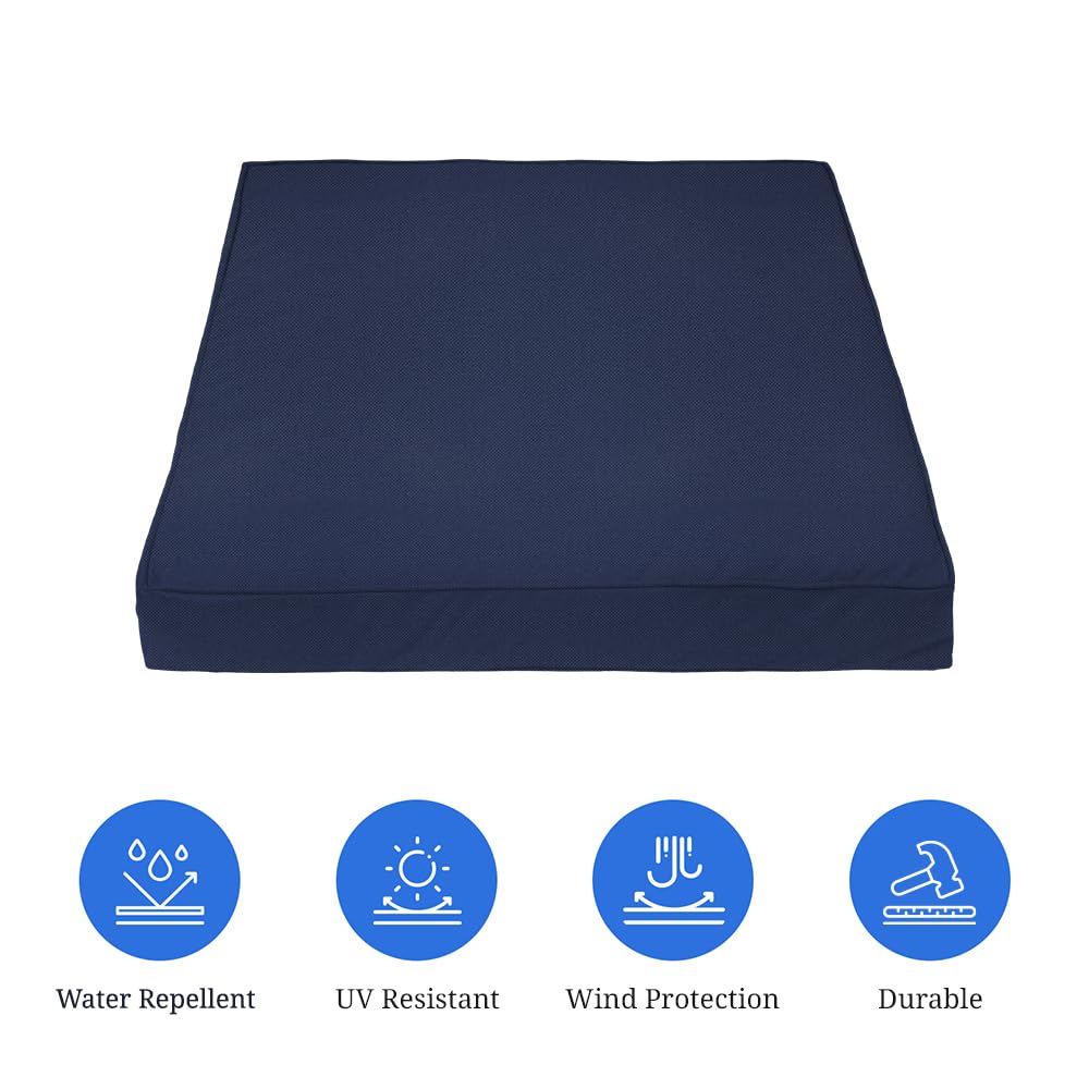 Covers & All Square Outdoor Cushion Covers for Patio Furniture Sets, Water, Tear & UV Resistant Polyester Cushion Slipcover with Zippers (Pack of 2) (16" W x 16" D x 4" Thick, Navy Blue) - Image 5