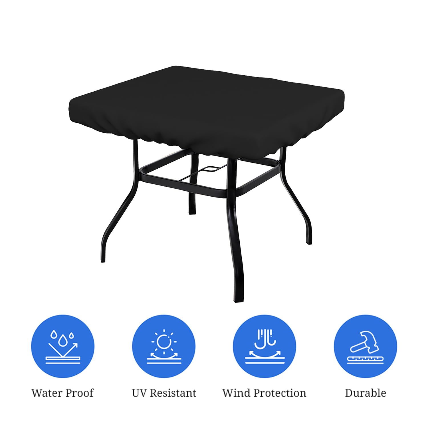 Covers & All Square Table Top Cover, 18 Oz Heavy Duty Waterproof UV & Weather Resistant Patio Table Cover, Outdoor Table Cover for Patio Outdoor Furniture & Coffee Table (36" L x 36" W x 6" H, Black) - Image 3