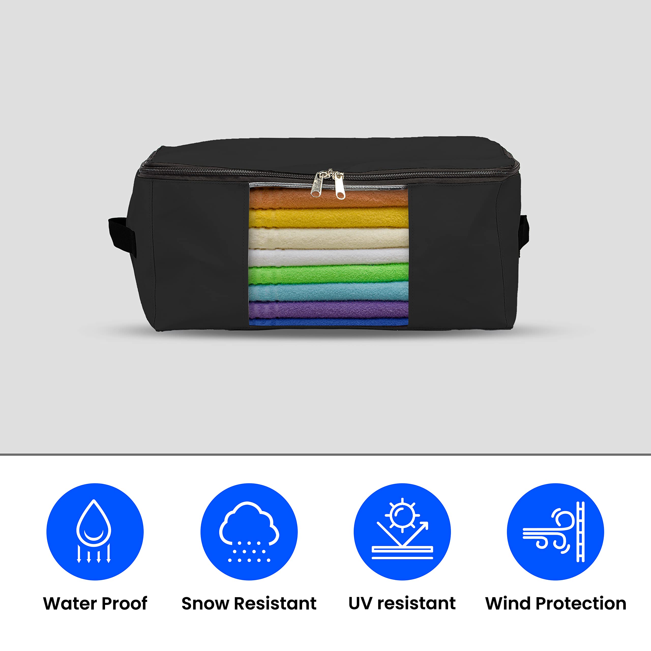 Covers & All Storage Bags, Made of 18 Oz Waterproof, UV-Resistant & Tear-Proof Cover Tuff Fabric, Multipurpose, for Indoors/Outdoors (18"L x 13"W x 8"H, Black, Pack of 3) - Image 3