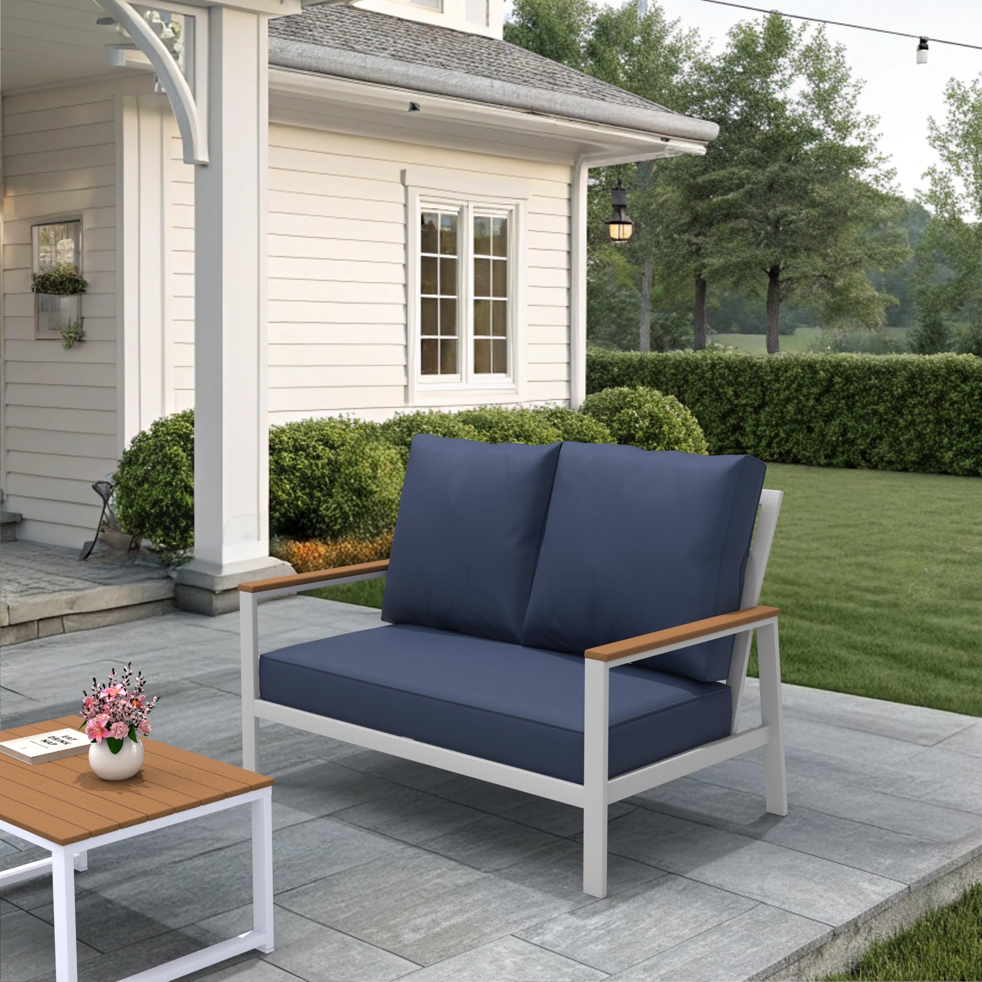 Covers & All Sunbrella Loveseat Cushion for Outdoor Furniture, Foam Seat and Polyfill Back, Fade, UV and Water Resistant Sunbrella Patio Cushions for Outdoor Loveseat - Image 5