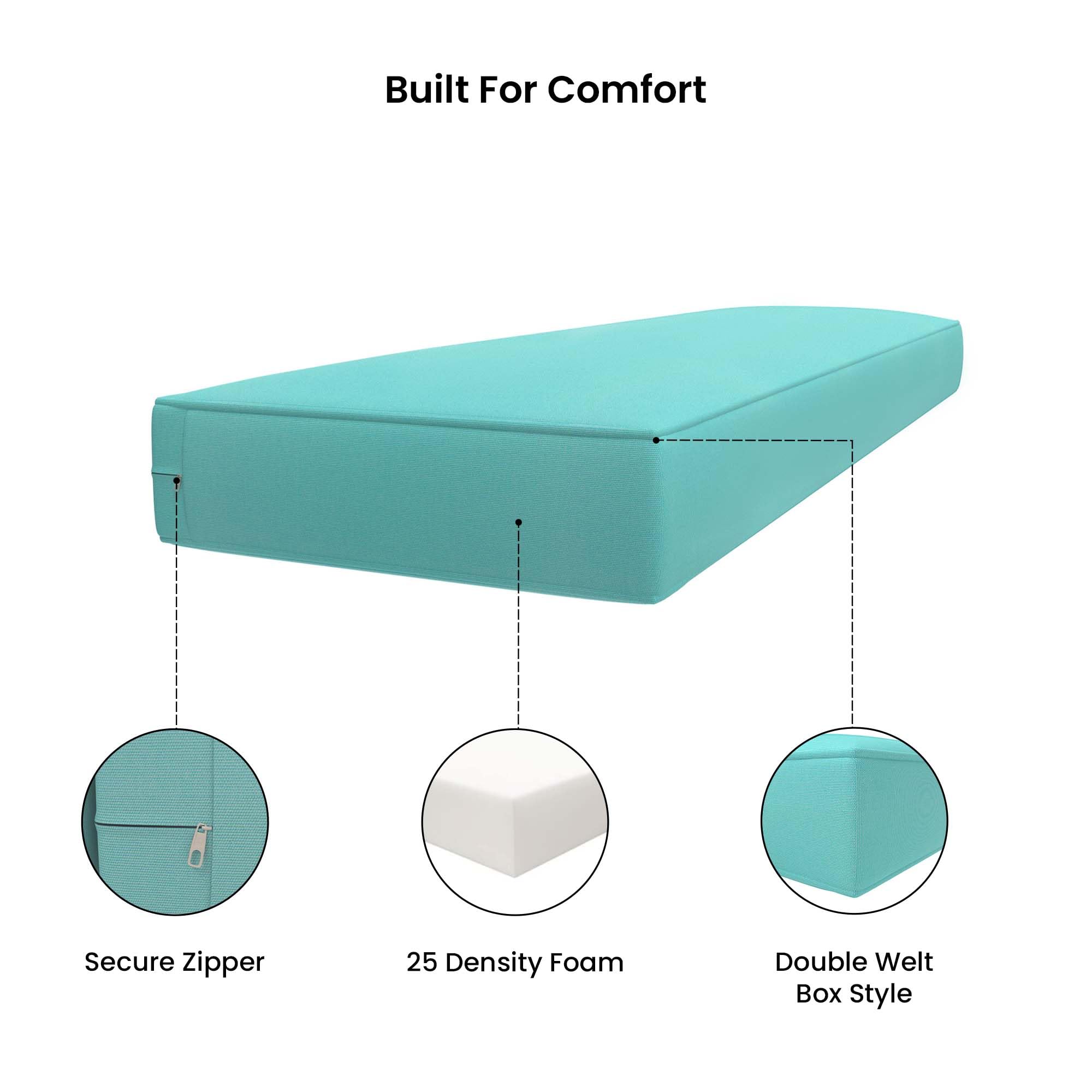 Covers & All Sunbrella Outdoor Bench Cushion, Premium 5″ High-Density Foam, Water-Resistant, UV and Fade Resistant Patio Seating for Outdoor Bench or Patio Swing (18" W X 52" L X 5" H) - Image 3