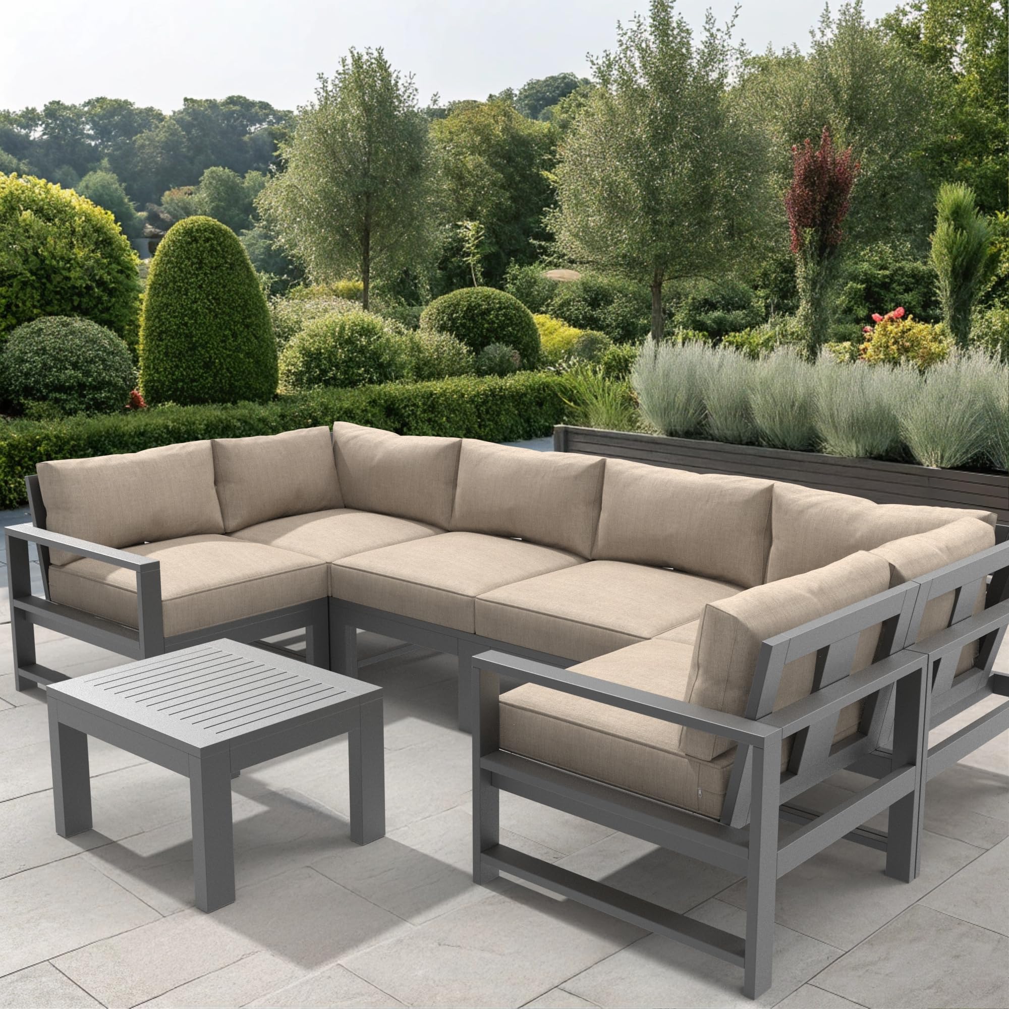 Covers & All Sunbrella Outdoor Cushions for Patio Conversation Set, Premium 5" High-Density, Water and Fade Resistant 14-Piece Patio Furniture Cushion Set for 6-Seat Outdoor Sectional Sofa - Image 7