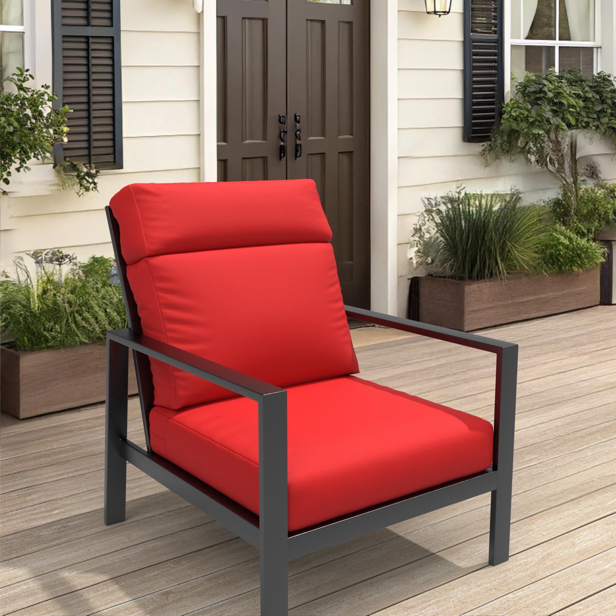 Covers & All Sunbrella Outdoor Cushions, High Back Outdoor Chair Cushions with Supportive Foam Seat and Poly Fill Back, Made with Waterproof, Stain & Fade Resistant Sunbrella Fabric for Patio Chairs - Image 5