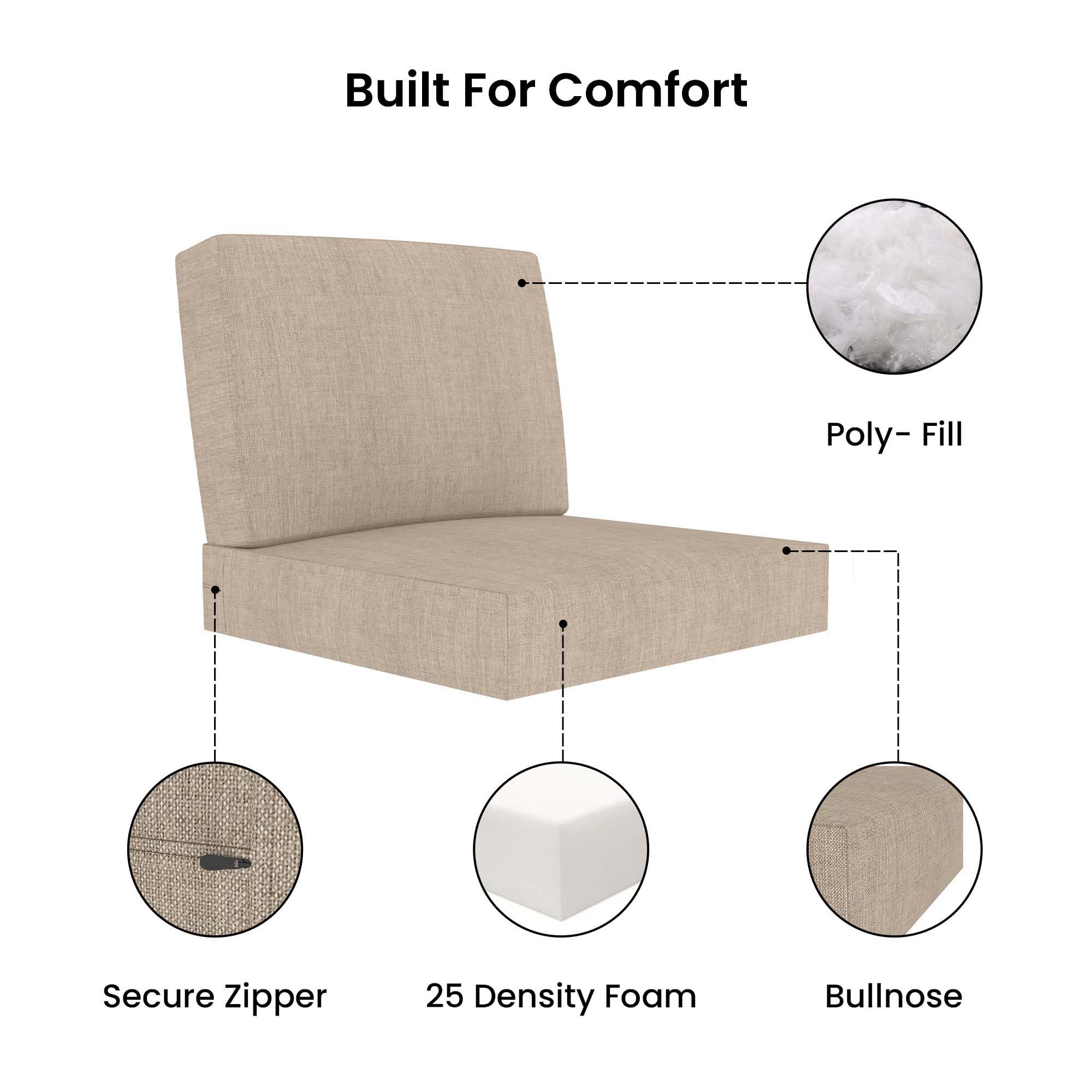 Covers & All Sunbrella Outdoor Cushions, Deep Seat Cushion Set, 24" x 24" Seat & Back Cushions, 5" Thick Foam Patio Cushions, Water-Repellent & UV Fade Resistant Patio Furniture Chair Cushions - Image 3