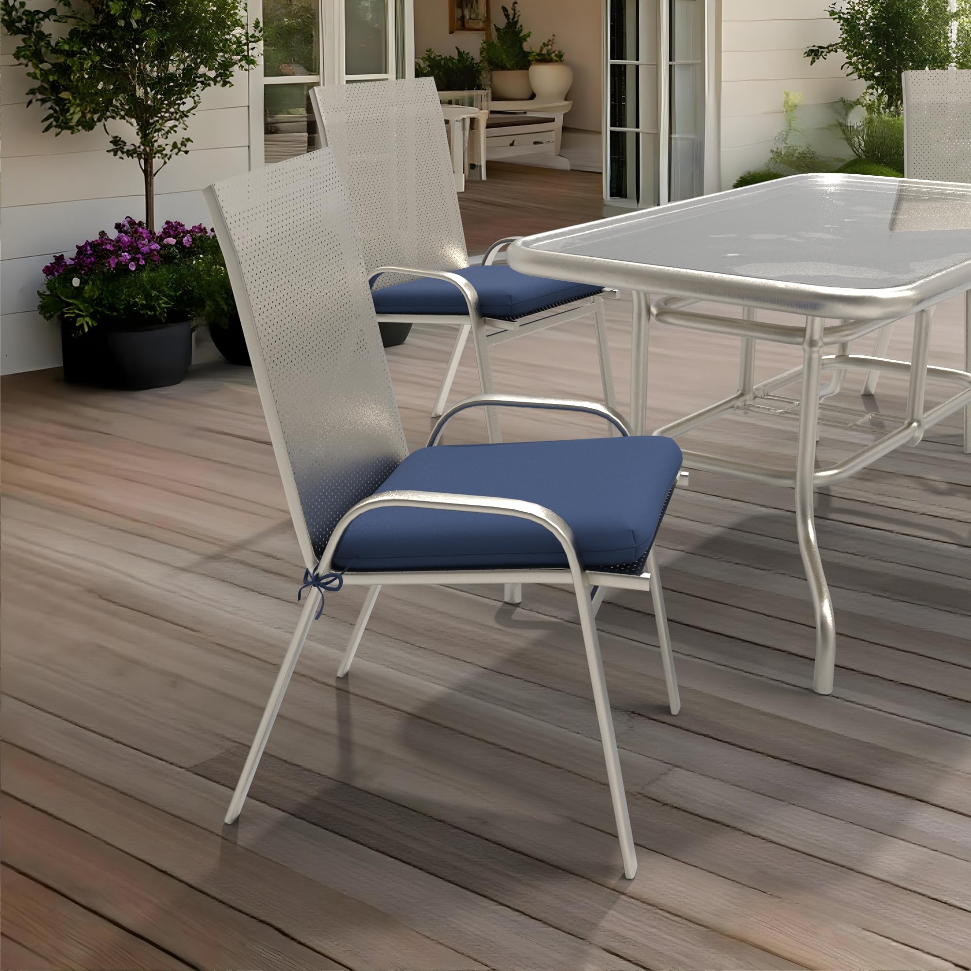 Covers & All Sunbrella Outdoor Dining Chair Cushions, Square High-Density 3" Foam Sunbrella Dining Chair Cushions, Waterproof, Fade and Tear Resistant Seat Pads for Patio Furniture (Set of 4) - Image 7