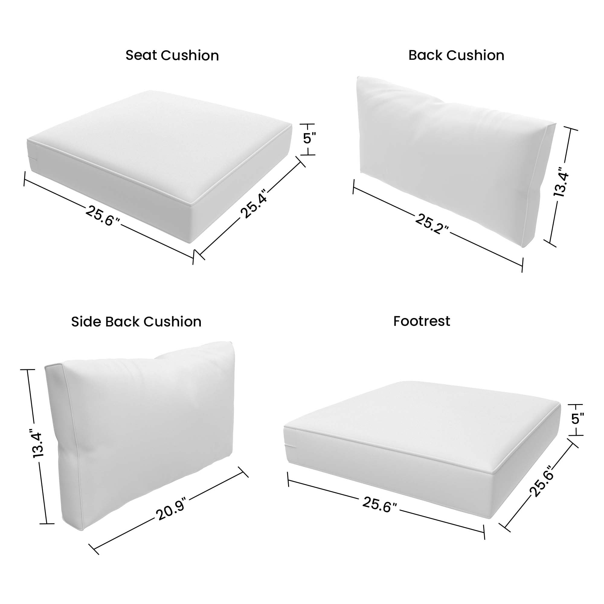 Covers & All Sunbrella Outdoor Sectional Sofa Cushions, 9-Piece Waterproof, UV and Fade Resistant Sectional Couch Cushions, High-Density 5" Foam Rectangle Seat and Polyfill Square Back - Image 3