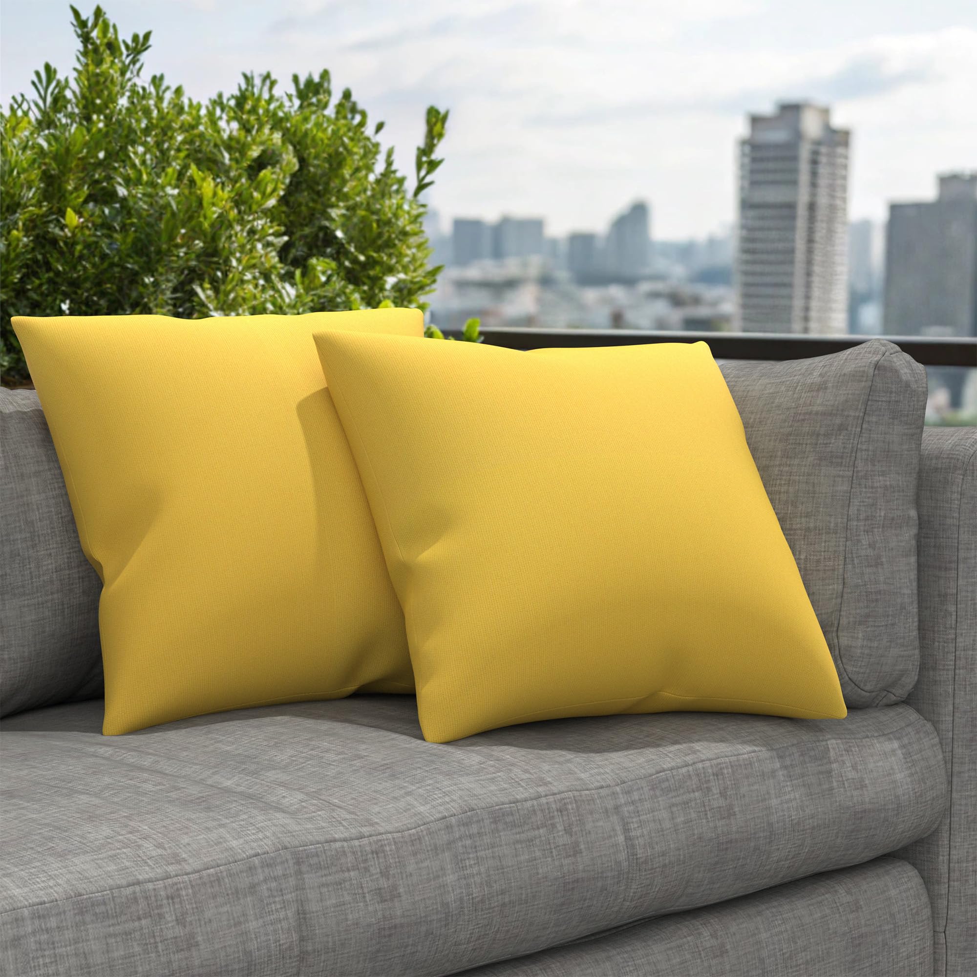 Covers & All Sunbrella Outdoor Throw Pillows, Pack of 2 Water Resistant & UV Fade Resistant Premium Square Throw Pillows (Inserts with Covers) for Indoor & Outdoor Use,24" x 24" Canvas Sunflower - Image 6