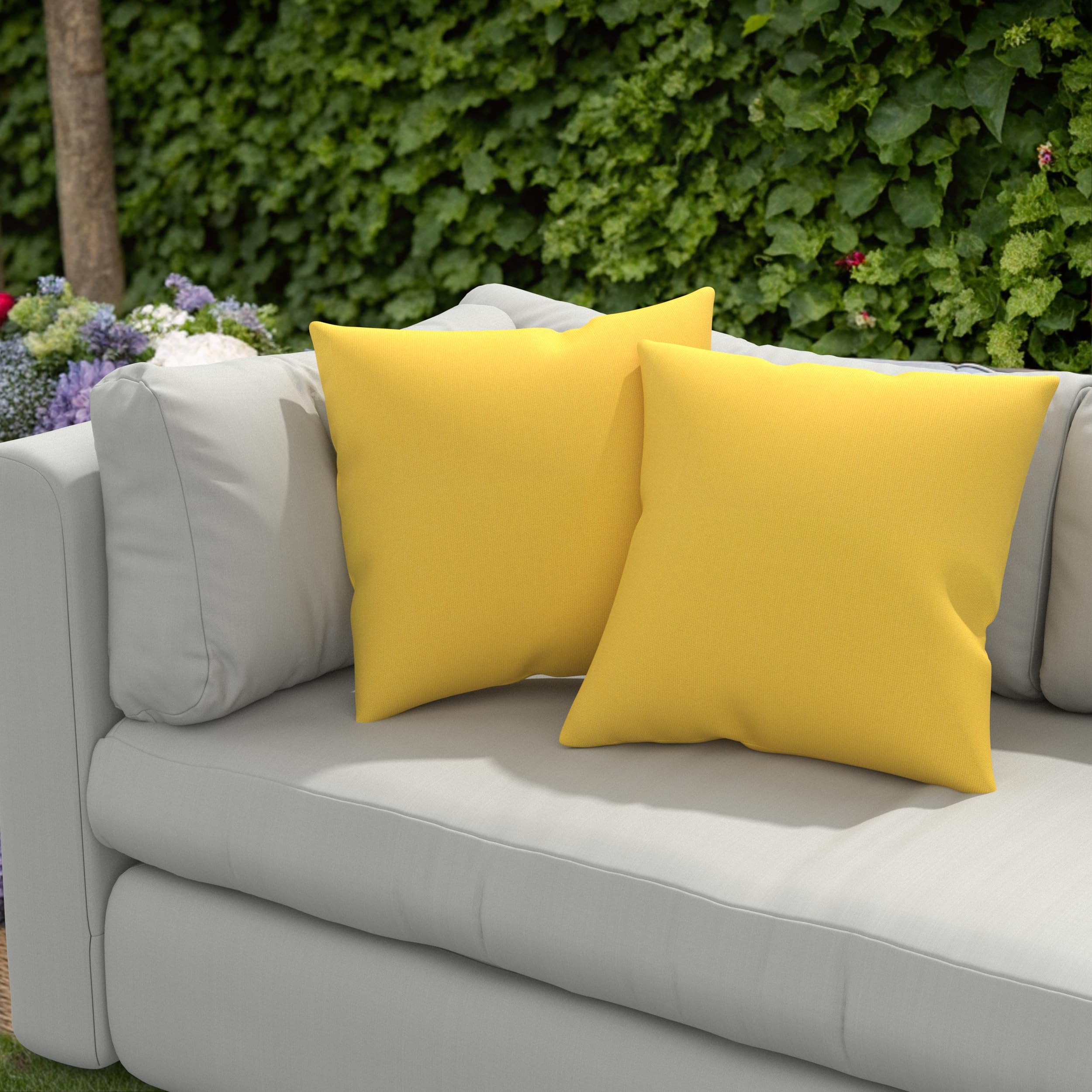 Covers & All Sunbrella Outdoor Throw Pillows, Pack of 2 Water Resistant & UV Fade Resistant Premium Square Throw Pillows (Inserts with Covers) for Indoor & Outdoor Use,24" x 24" Canvas Sunflower - Image 7