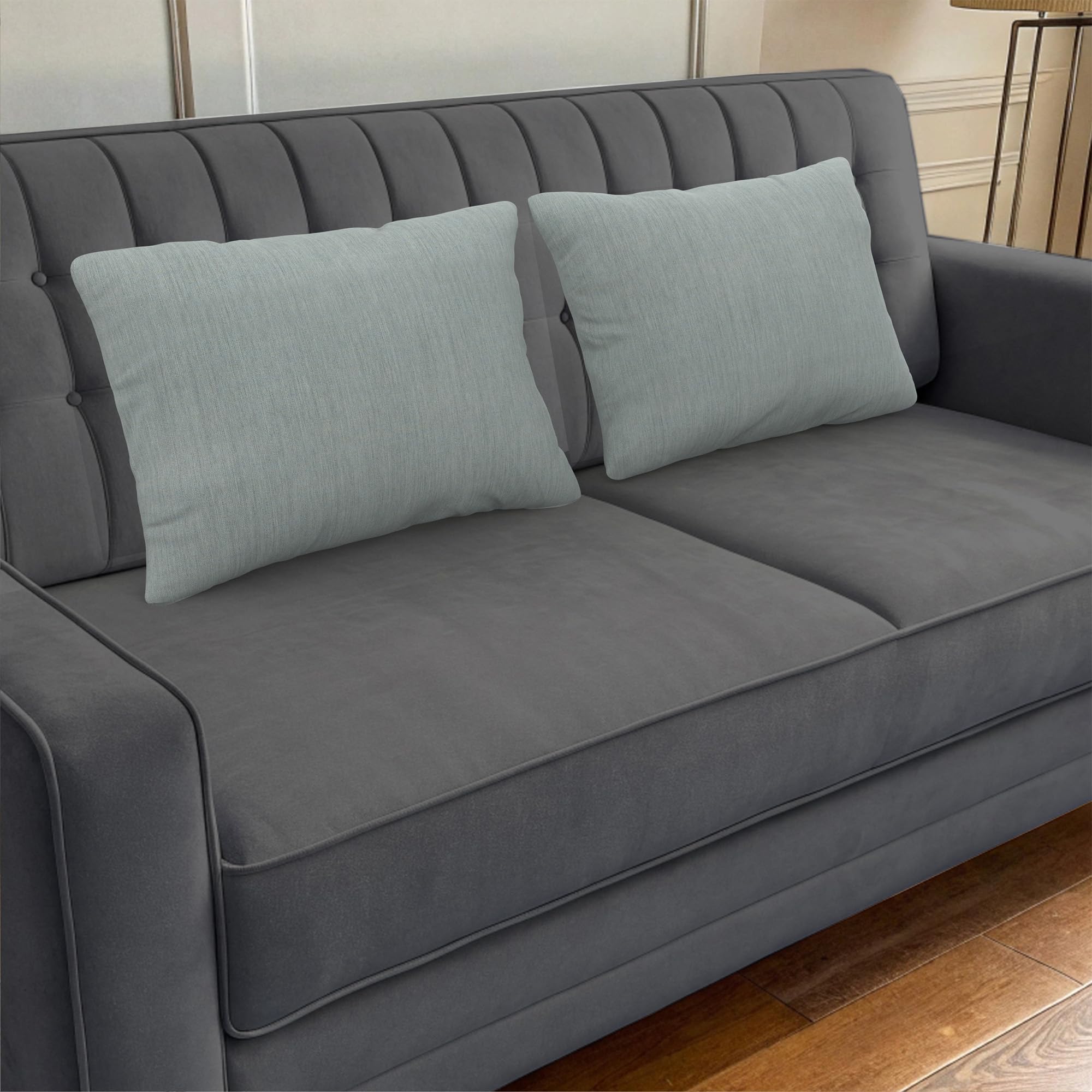 Covers & All Sunbrellla Outdoor Pillows for Patio Furniture, UV Fade Resistant & Waterproof Outdoor Sunbrella Lumbar Pillows, Set of 2 Inserts & Covers for Patios, Decks and Porches (Cast Mist) - Image 4