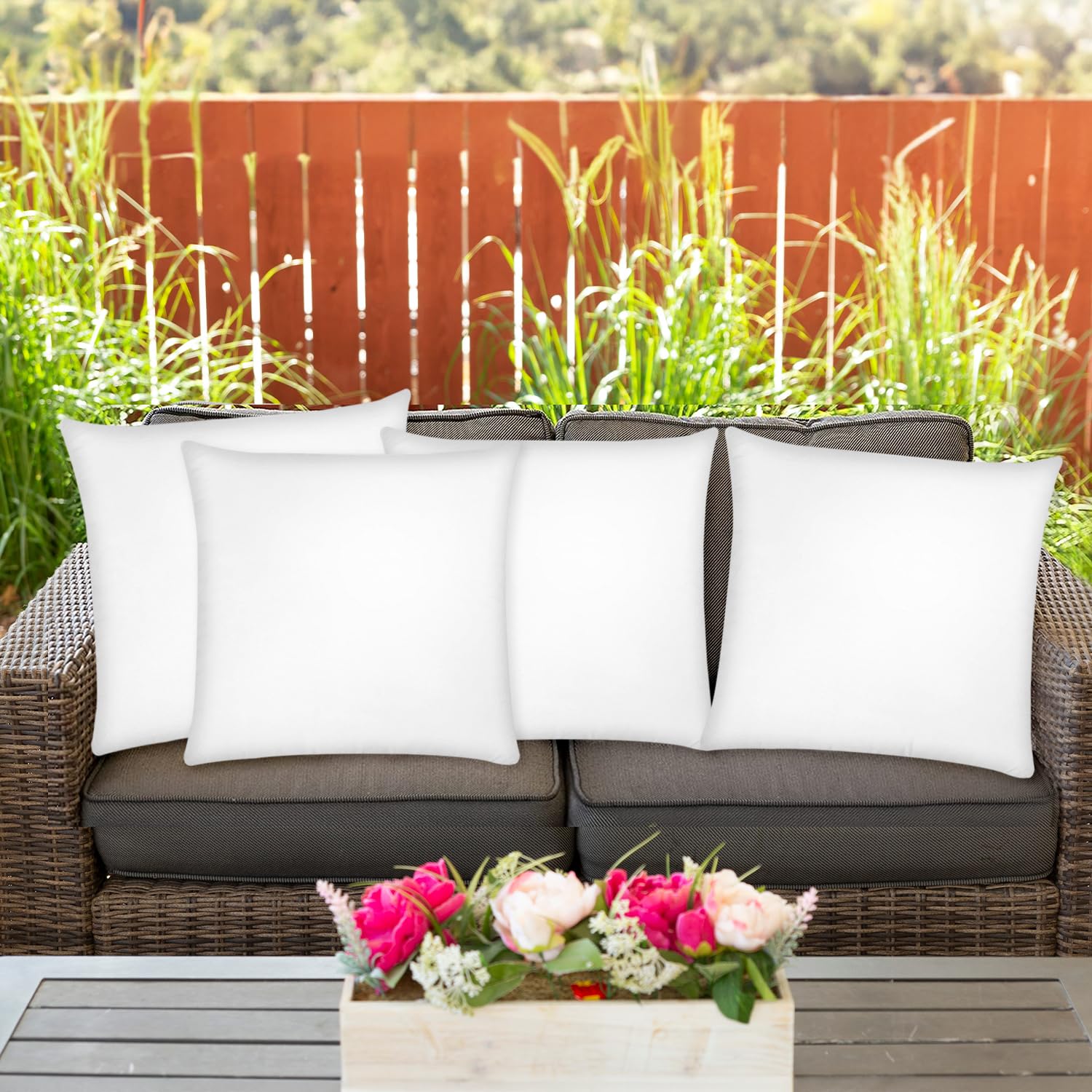 Covers & All Throw Pillow Inserts Only Pack of 4, Durable Soft Square 16 x 16 Inches 65 GSM Non-Woven Fabric with 15D Silicon Fiber Filling, Universal uses for Home Decor Office Indoor Outdoor - Image 5