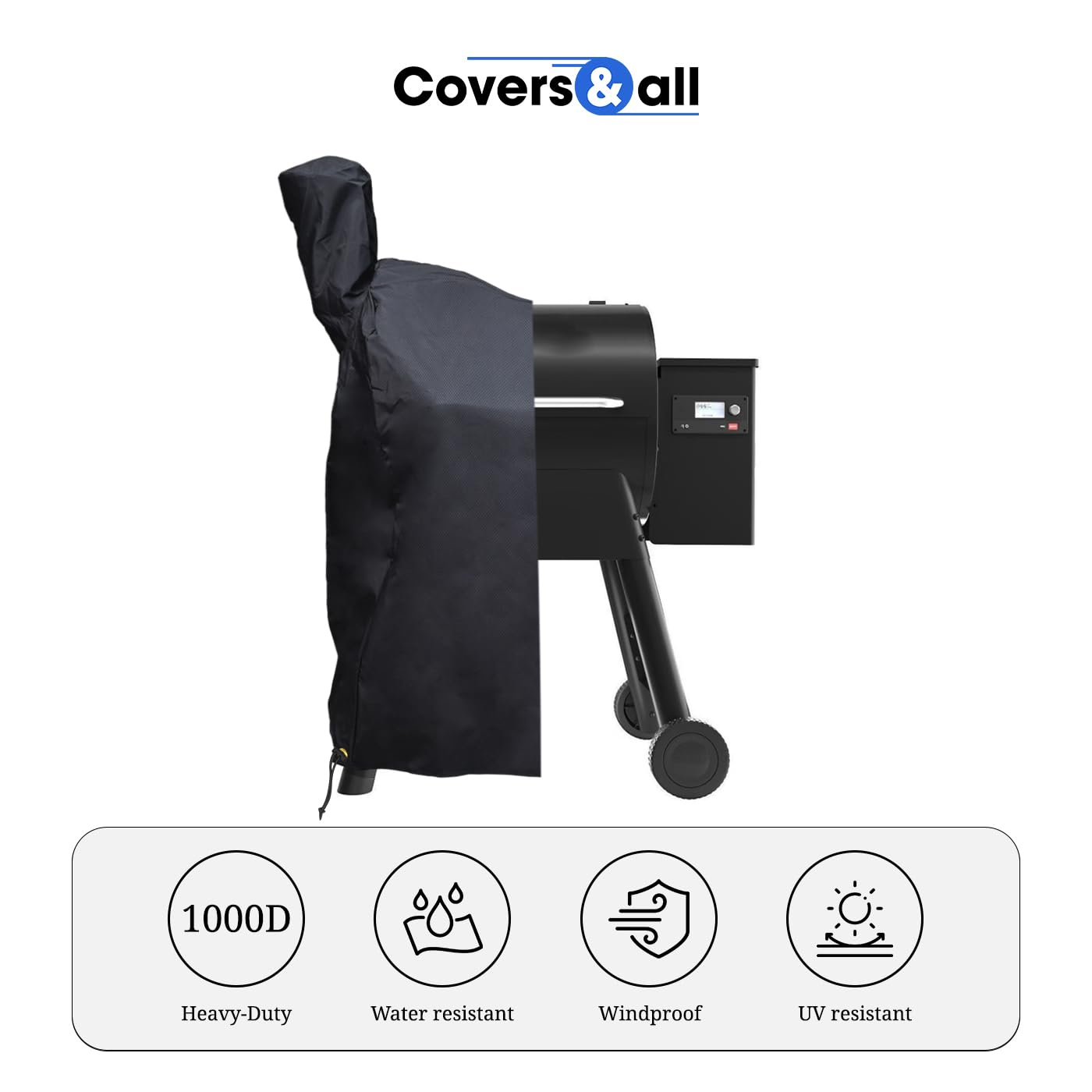 Covers & all Traeger Pro 22 Pellet Grill Cover, Heavy Duty Waterproof Grill Cover for Outdoor Grill, UV & Weather Resistant, BBQ Grill Cover for Traeger Pro 575, Z Grills 550B (41" W x 25" D x 39" H) - Image 5