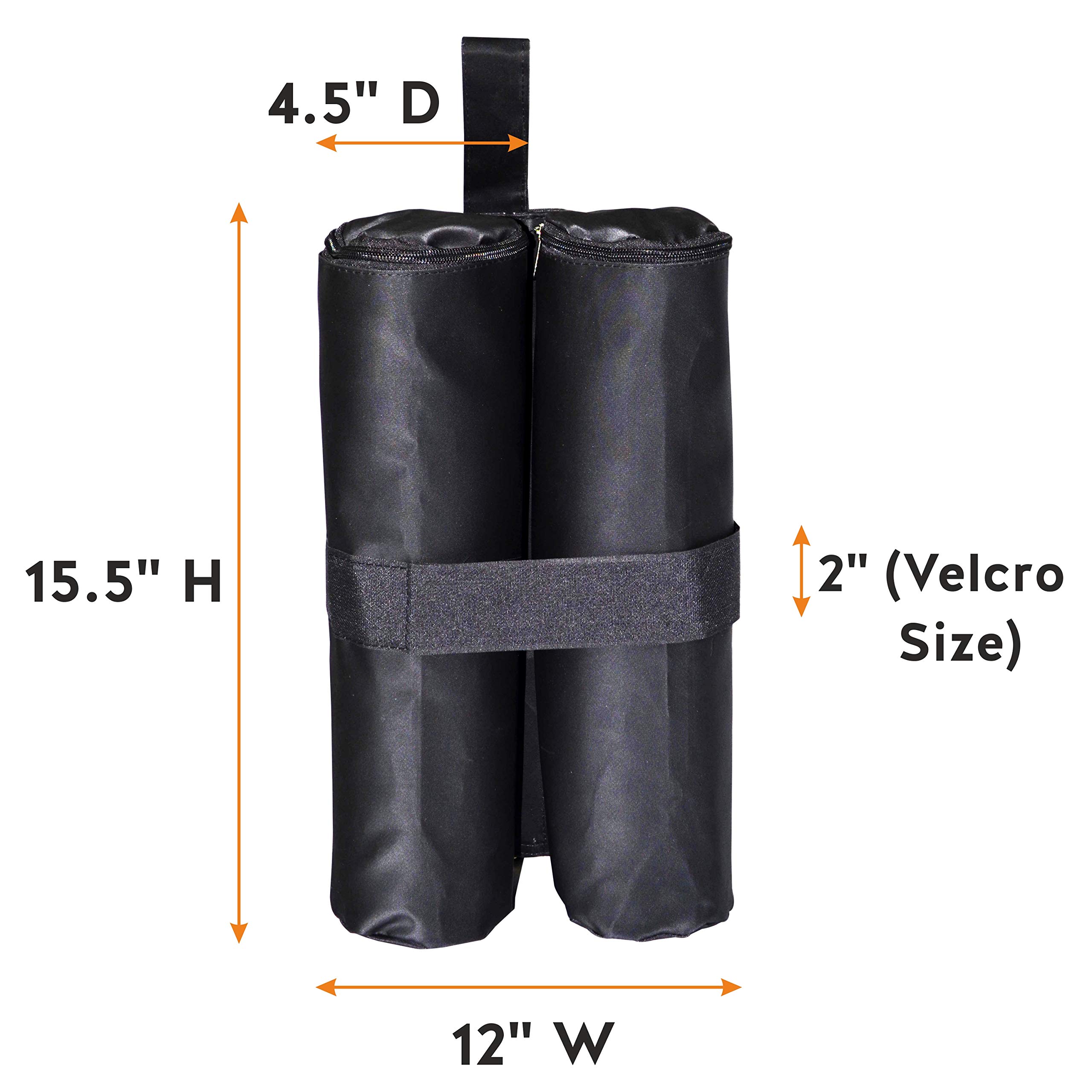 Covers & All Umbrella Base Weight Bag Set of 4, Heavy Duty 18 Oz Waterproof UV & Weather Resistant Easy Fill Design, Patio Pool Garden Porch Supports Up to 80 lbs. of Weight (Black) Pack of 4 - Image 4
