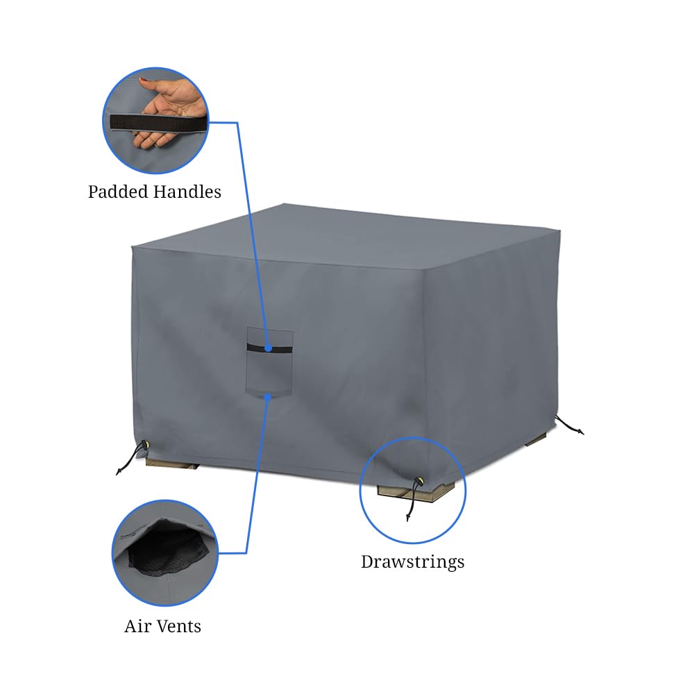 Covers & All Waterproof Ottoman Cover, 12 Oz PVC Coated Polyester, Outdoor Ottoman Slipcover, Square Patio Furniture Covers Suitable for Indoor and Outdoor Use (30" L x 30" W x 18" H, Gray) - Image 4