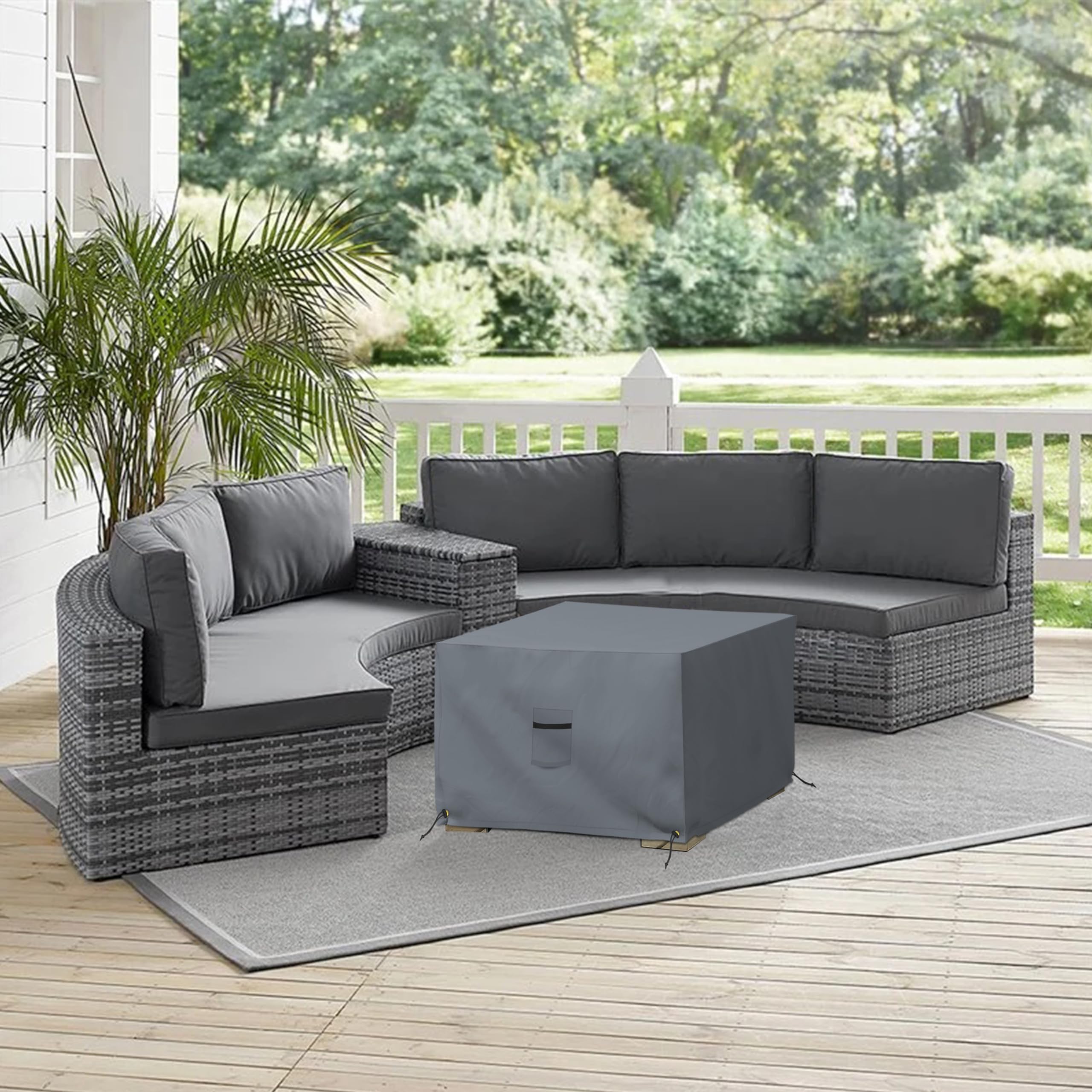 Covers & All Waterproof Ottoman Cover, 12 Oz PVC Coated Polyester, Outdoor Ottoman Slipcover, Square Patio Furniture Covers Suitable for Indoor and Outdoor Use (30" L x 30" W x 18" H, Gray) - Image 5