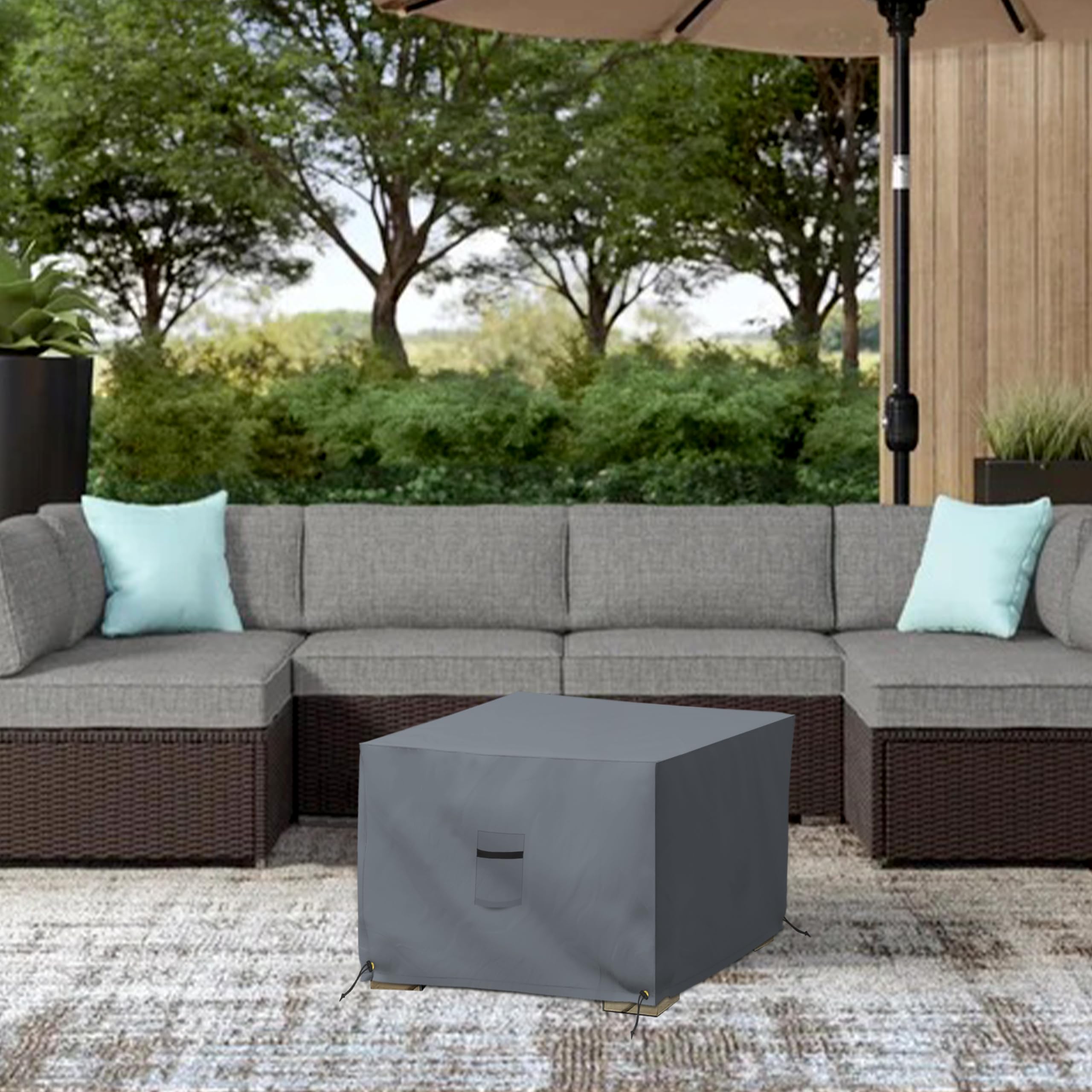 Covers & All Waterproof Ottoman Cover, 12 Oz PVC Coated Polyester, Outdoor Ottoman Slipcover, Square Patio Furniture Covers Suitable for Indoor and Outdoor Use (30" L x 30" W x 18" H, Gray) - Image 7