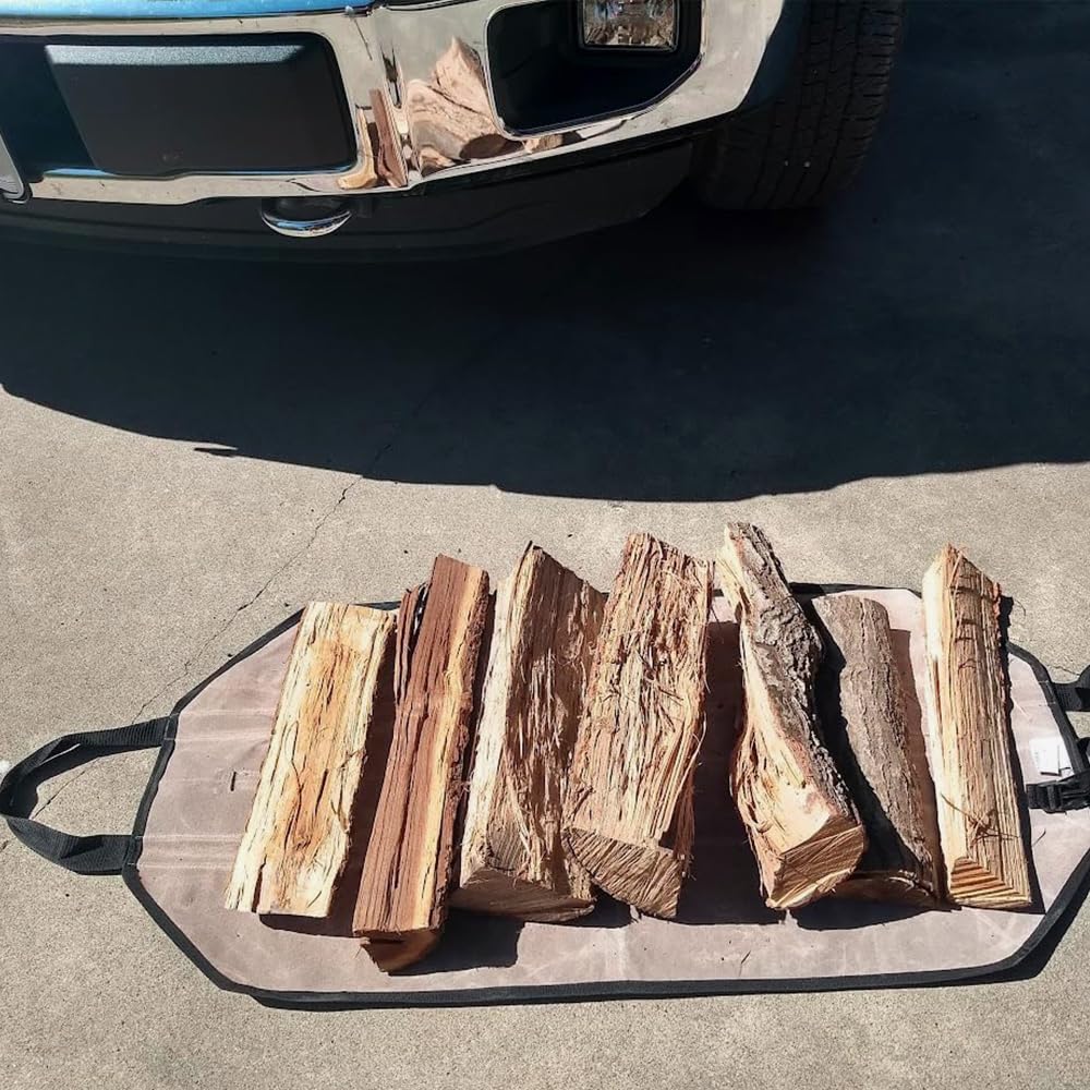 Covers & All Waxed Canvas Firewood Log Carrier, 18 oz 600 GSM Canvas, Durable Classic design Heavy Duty Fireplace Wood Stove Accessories (Tan, 40” L x 20” W) - Image 5