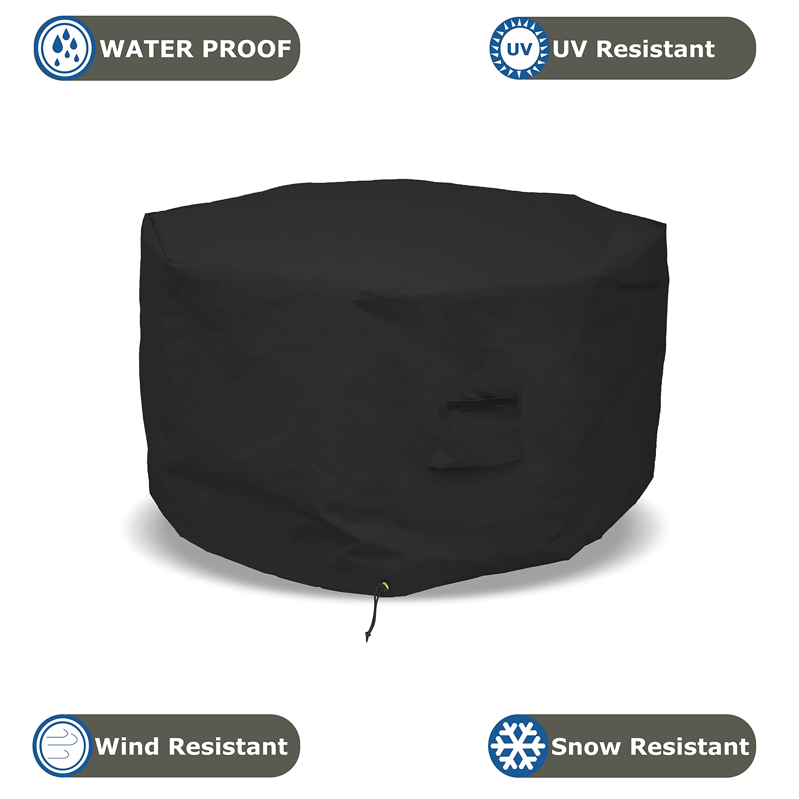 Octagon Fire Pit Cover 12 Oz Waterproof - 100% Weather Resistant Outdoor Fire Pit Table Cover with Air Pocket & Drawstring for Snug Fit (20" H x 42" D, Black) - Image 4