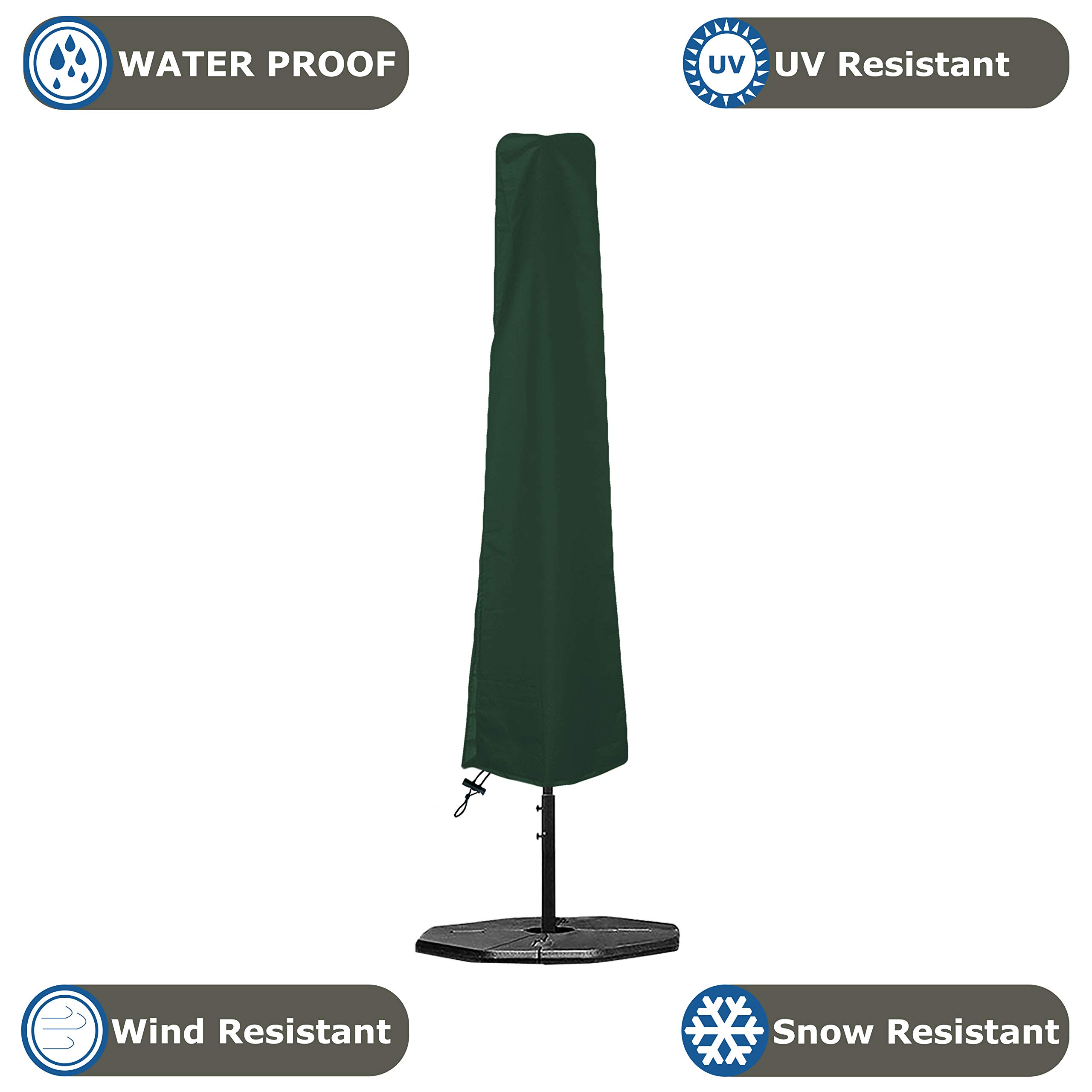 Patio Umbrella/Parasol Cover 18 Oz Waterproof - 100% UV & Weather Resistant - Heavy Duty Umbrella Cover with Air Pockets and Drawstring for Snug fit (Green) - Image 4