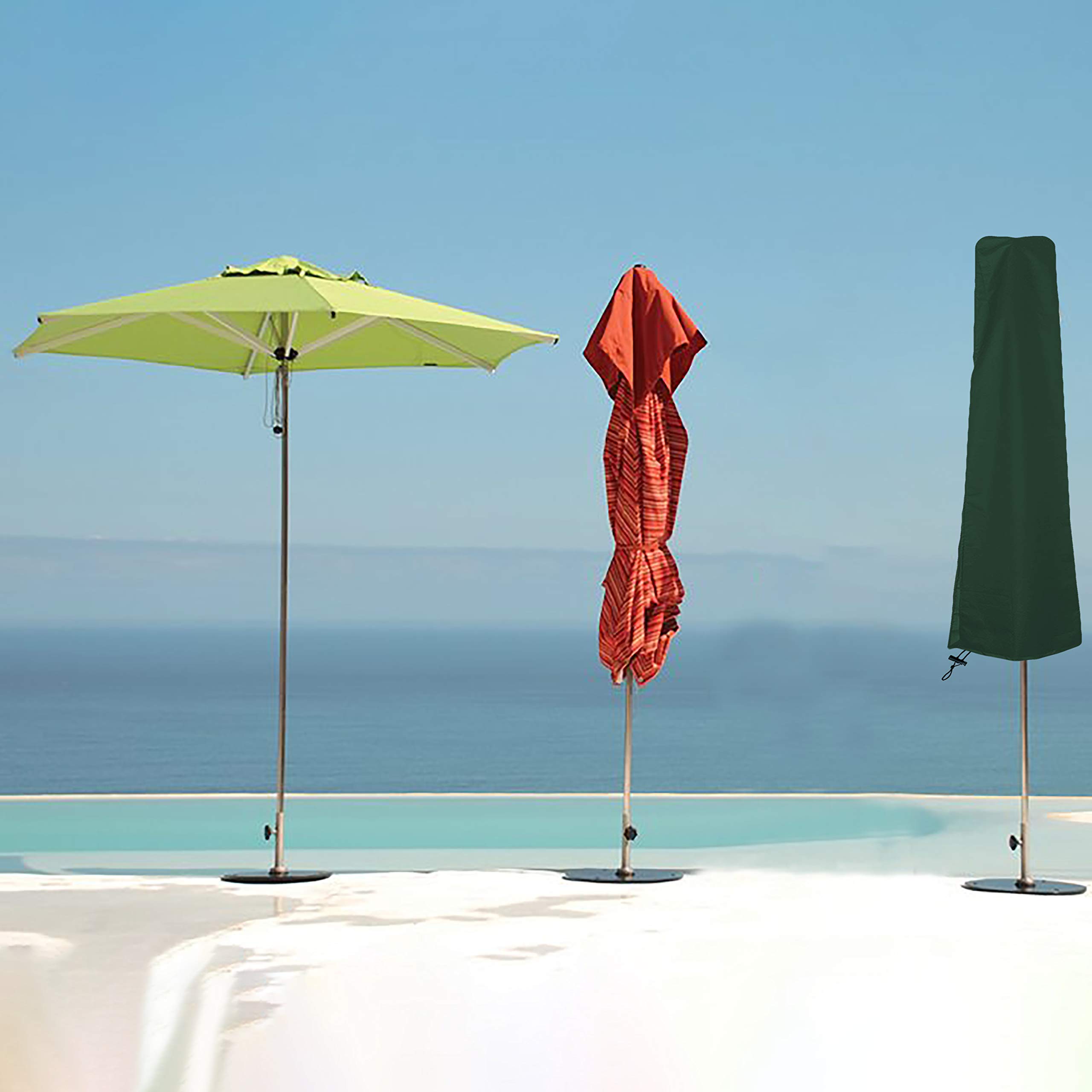 Patio Umbrella/Parasol Cover 18 Oz Waterproof - 100% UV & Weather Resistant - Heavy Duty Umbrella Cover with Air Pockets and Drawstring for Snug fit (Green) - Image 6